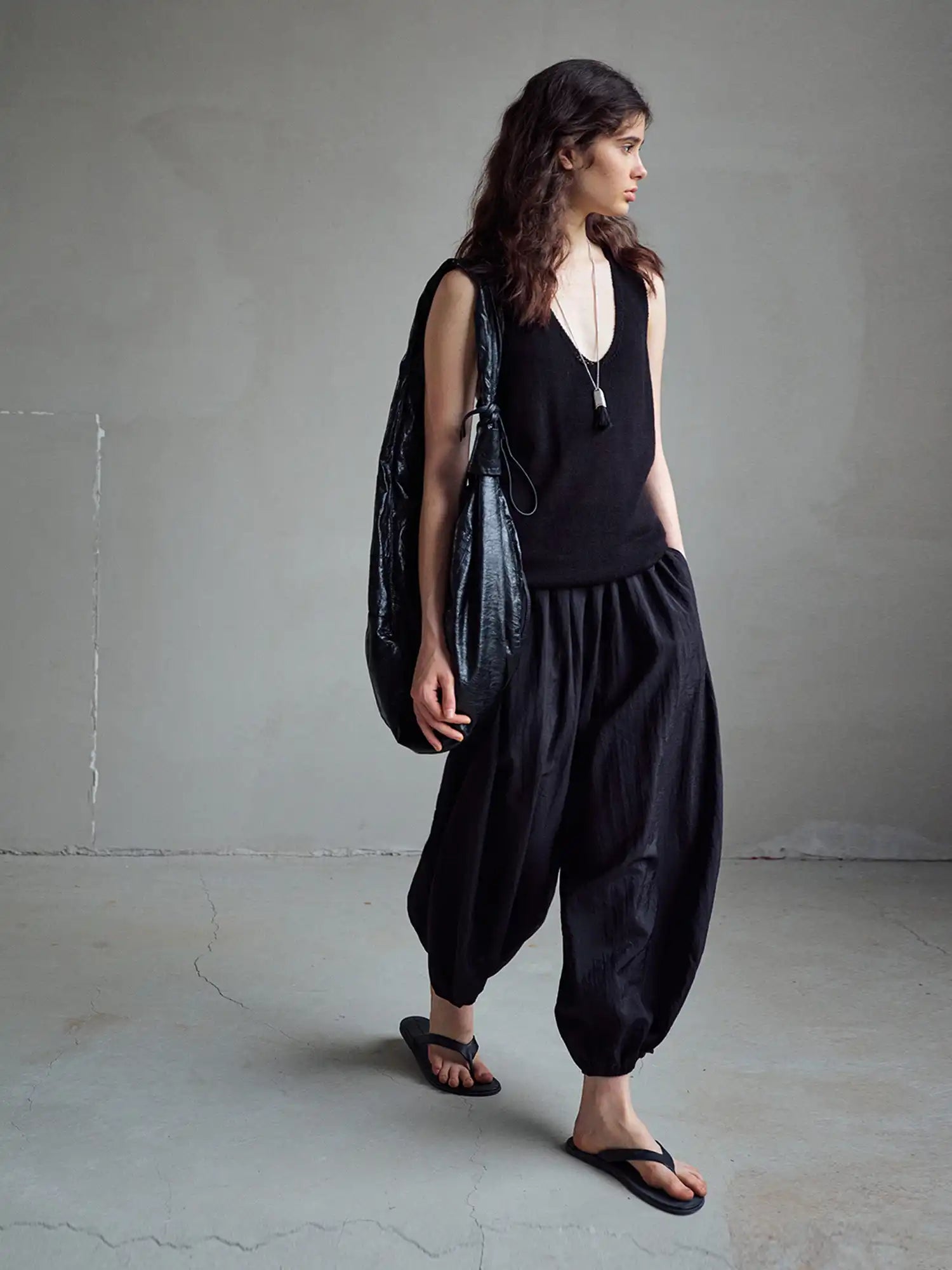 CantonCollective Design Semi Sheer Tencel Wide-Leg Balloon Pants | Canton Collective