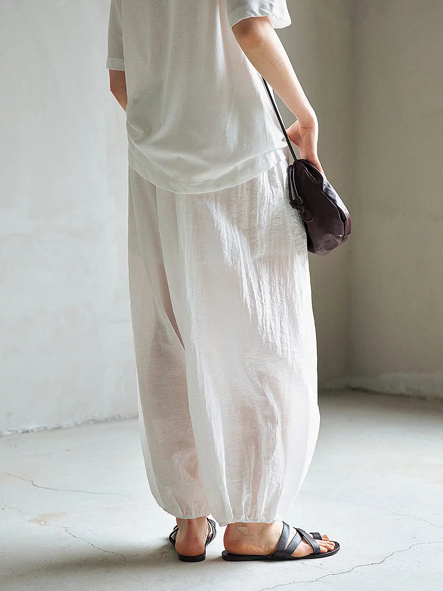CantonCollective Design Semi Sheer Tencel Wide-Leg Balloon Pants | Canton Collective