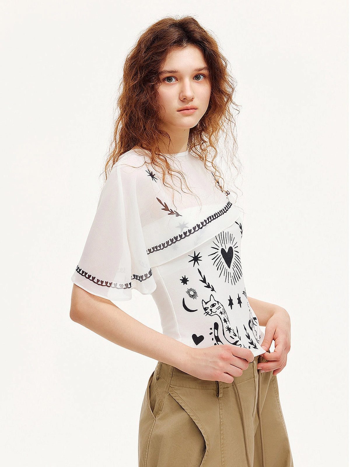 Outtheblue Sheer Cape Overlay Strapless Top | Canton Collective