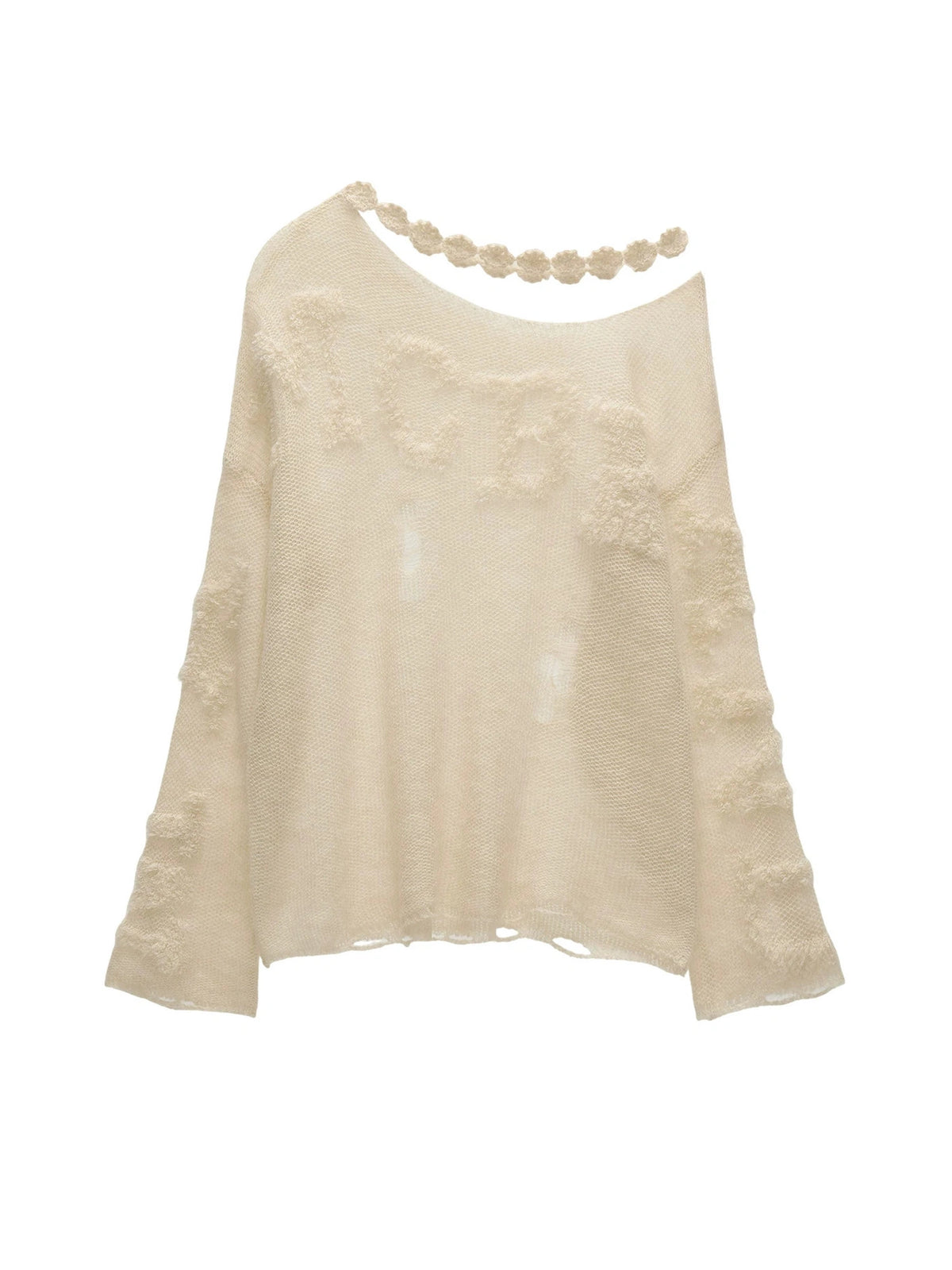 MAMC Sheer Knit Draped Long Sleeve Overlay Top | Canton Collective