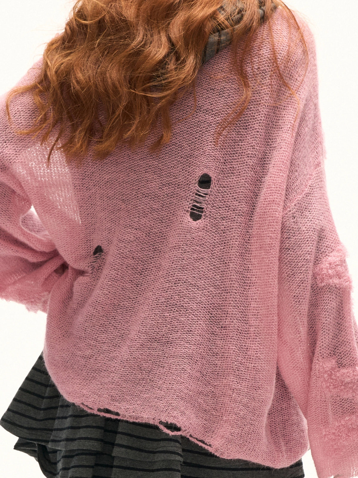 MAMC Sheer Knit Draped Long Sleeve Overlay Top | Canton Collective