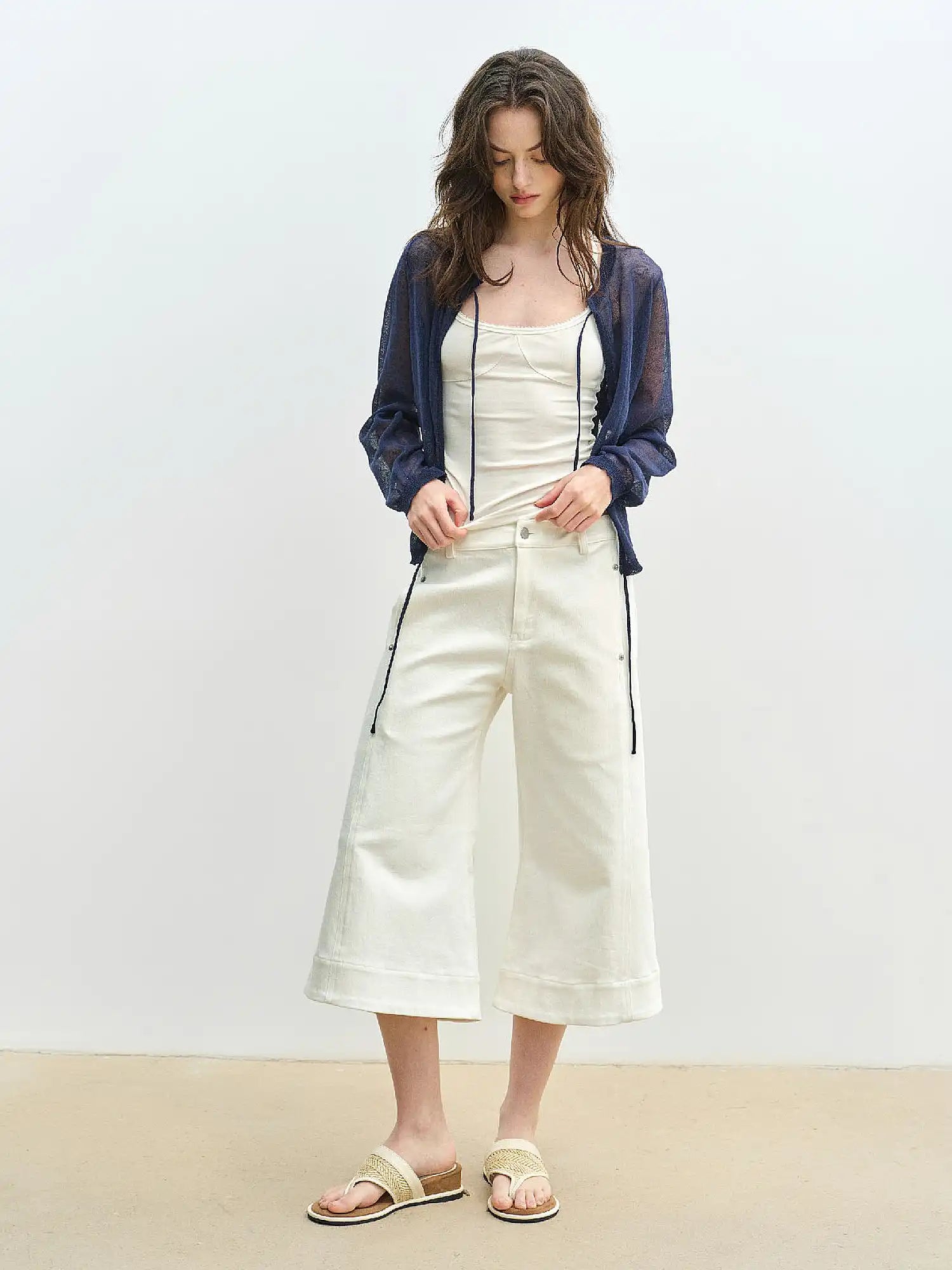 Muse Naps Sheer Open Knit Tie Front Cardigan | Canton Collective