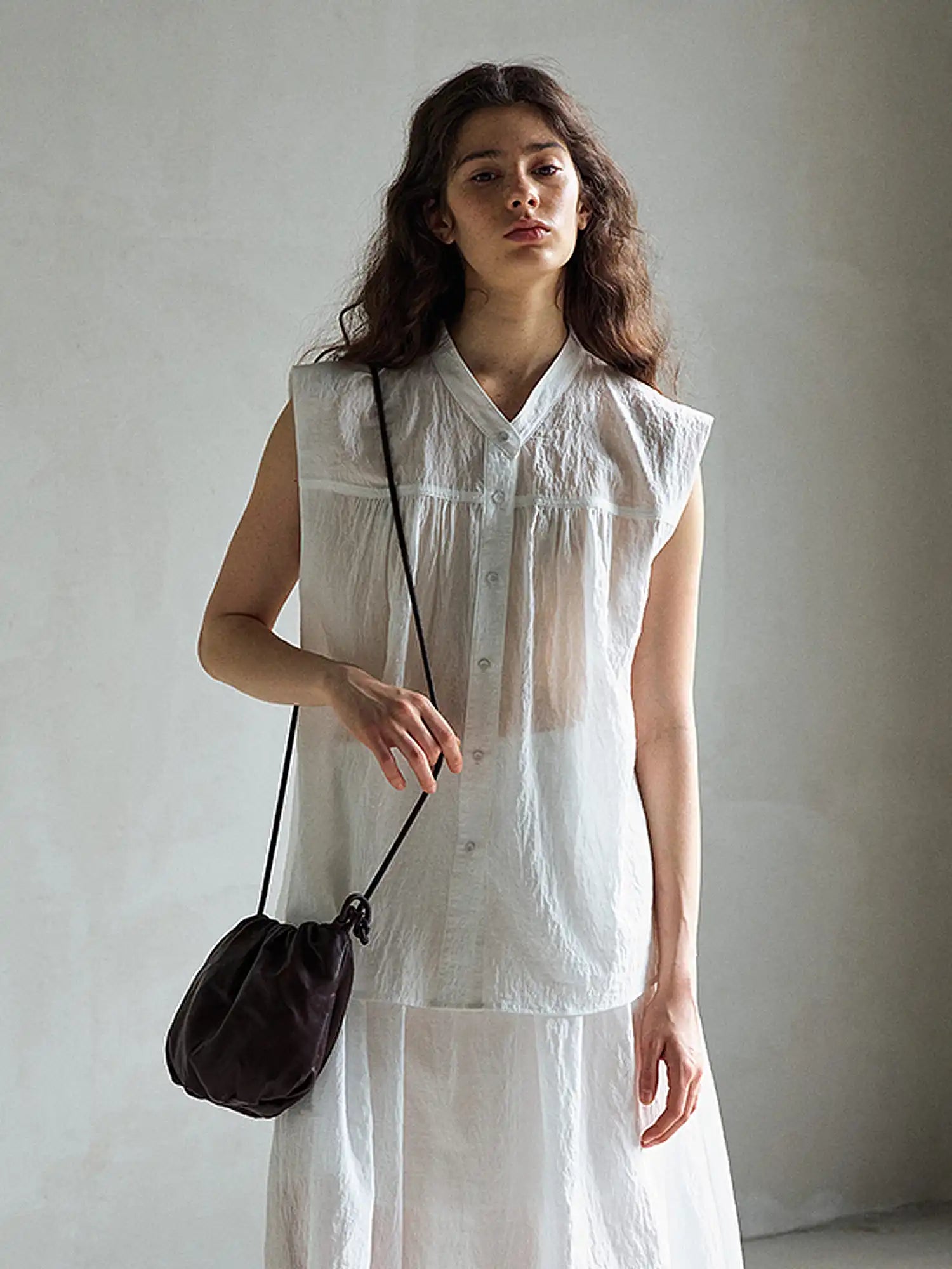 CantonCollective Design Sheer Sleeveless Button Down Shirt | Canton Collective