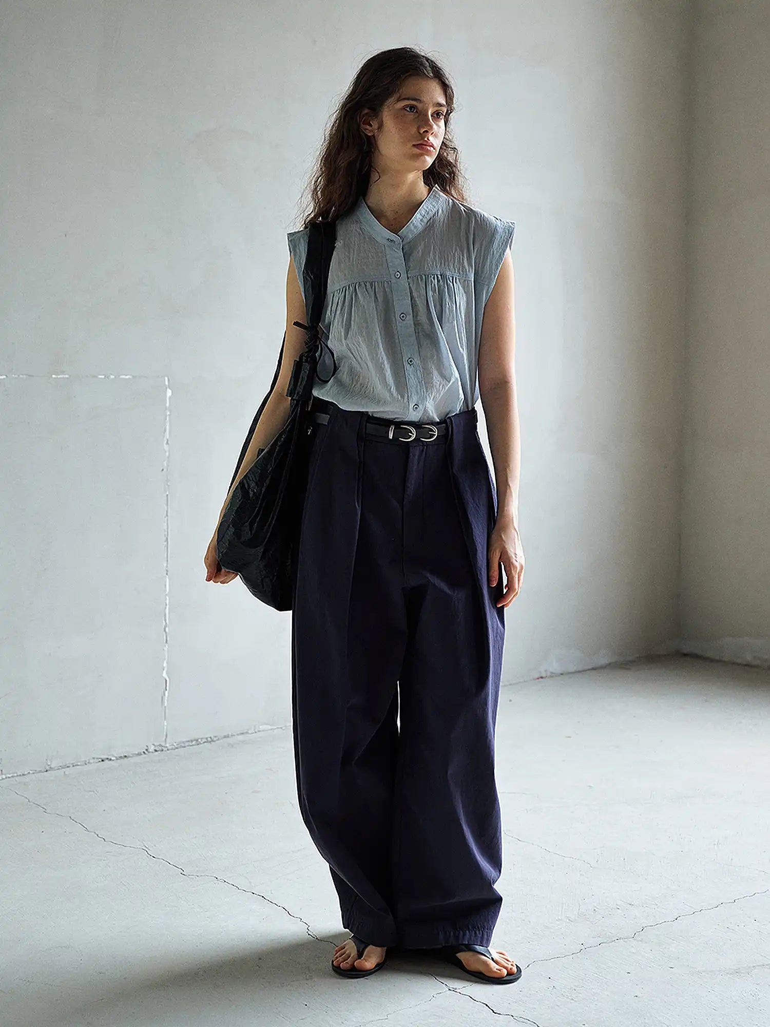 CantonCollective Design Sheer Sleeveless Button Down Shirt | Canton Collective