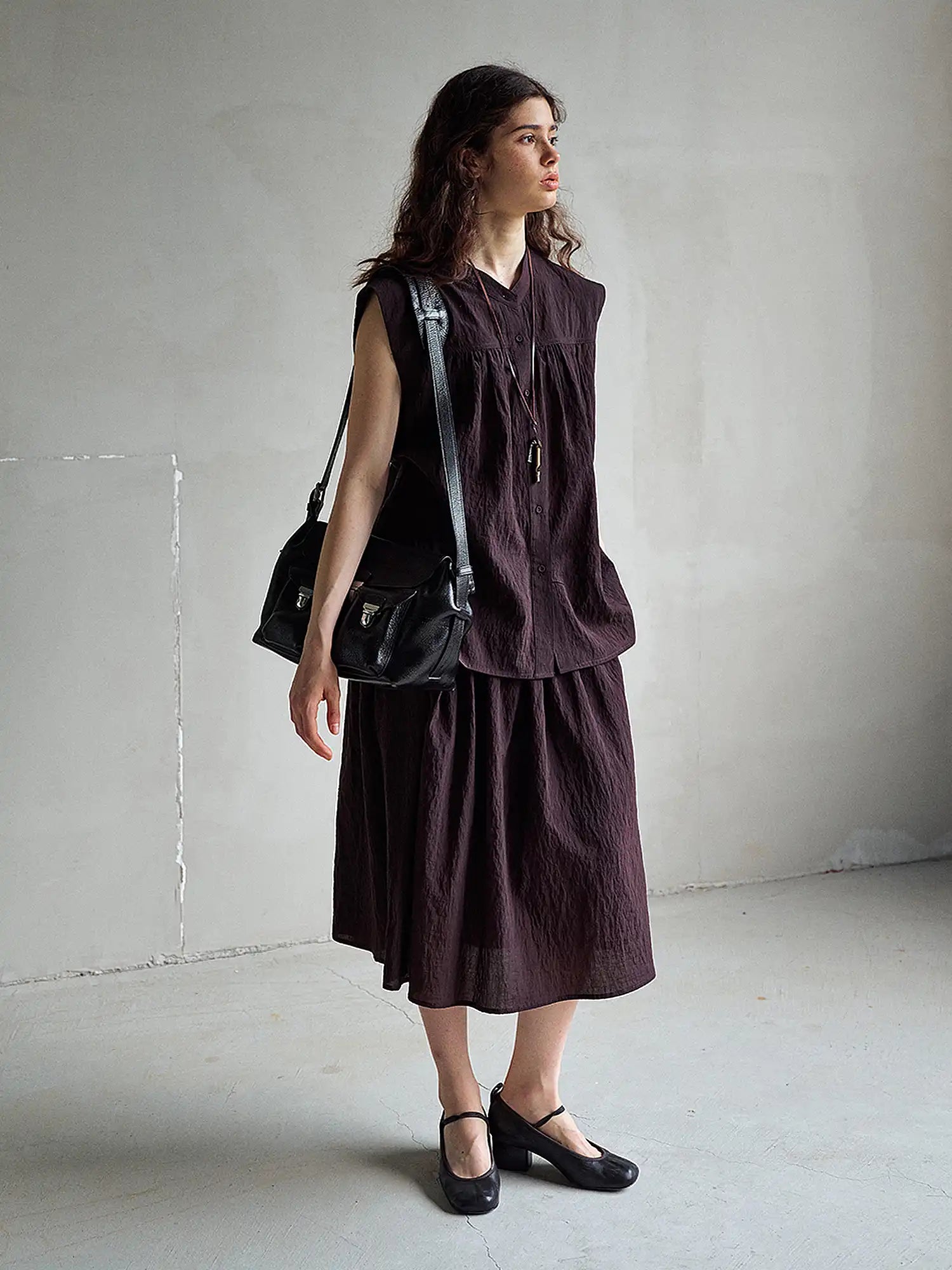 CantonCollective Design Sheer Tencel Gathered Midi Skirt | Canton Collective
