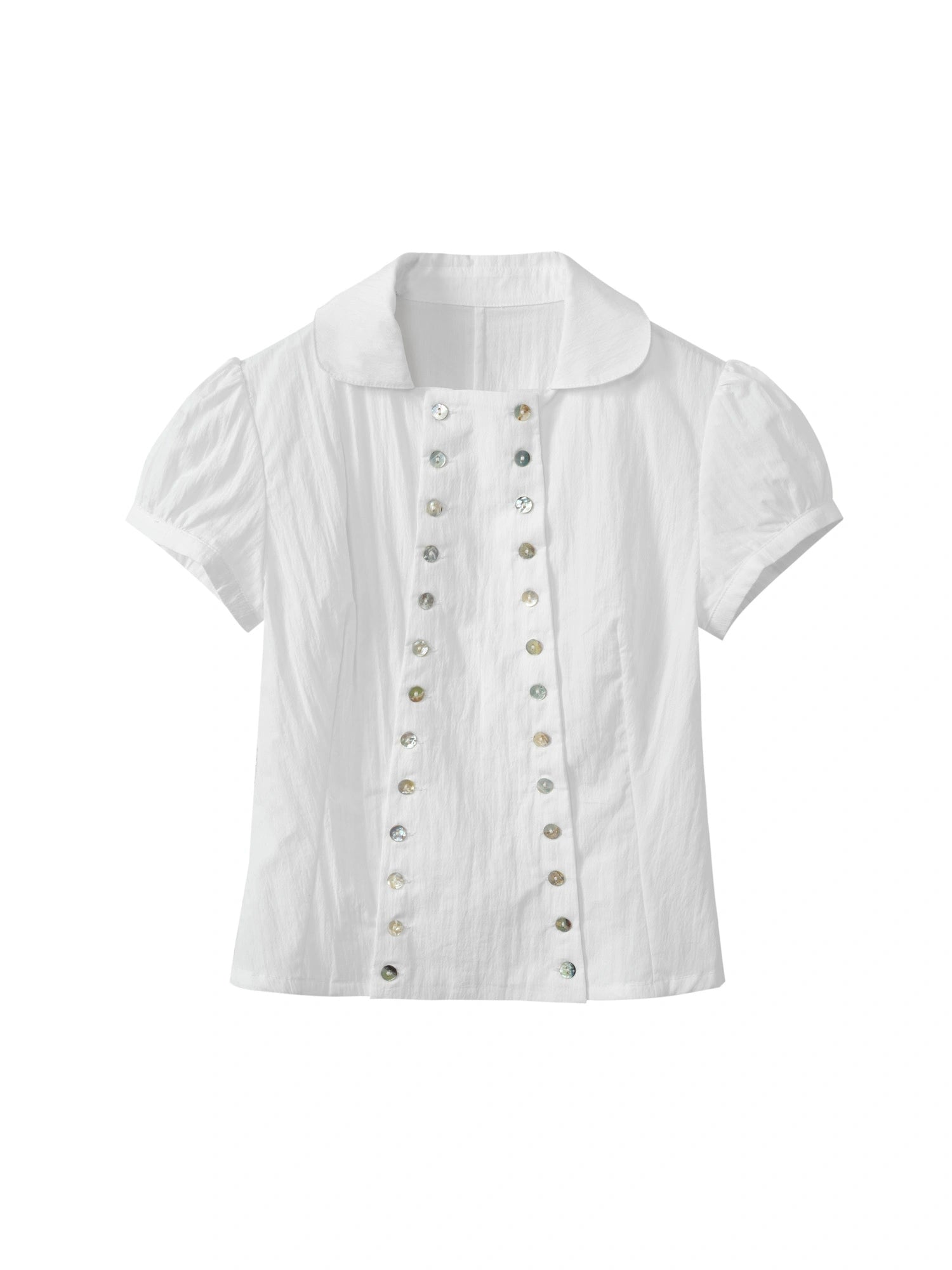 Deleteex Shell Buttons Front Puff Sleeve Shirt | Canton Collective