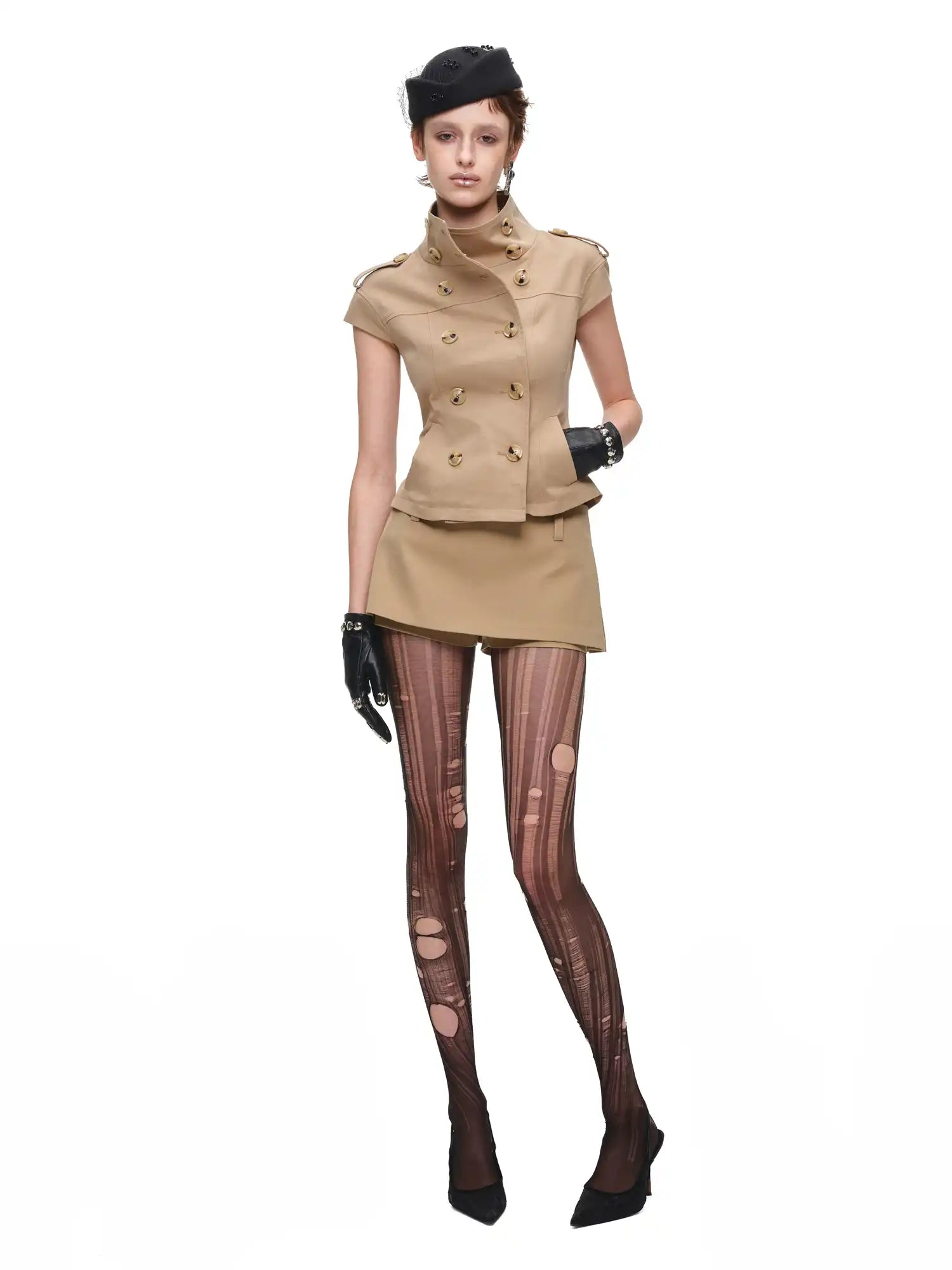 1Jinn Studio Short Sleeve Cropped Trench Jacket | Canton Collective