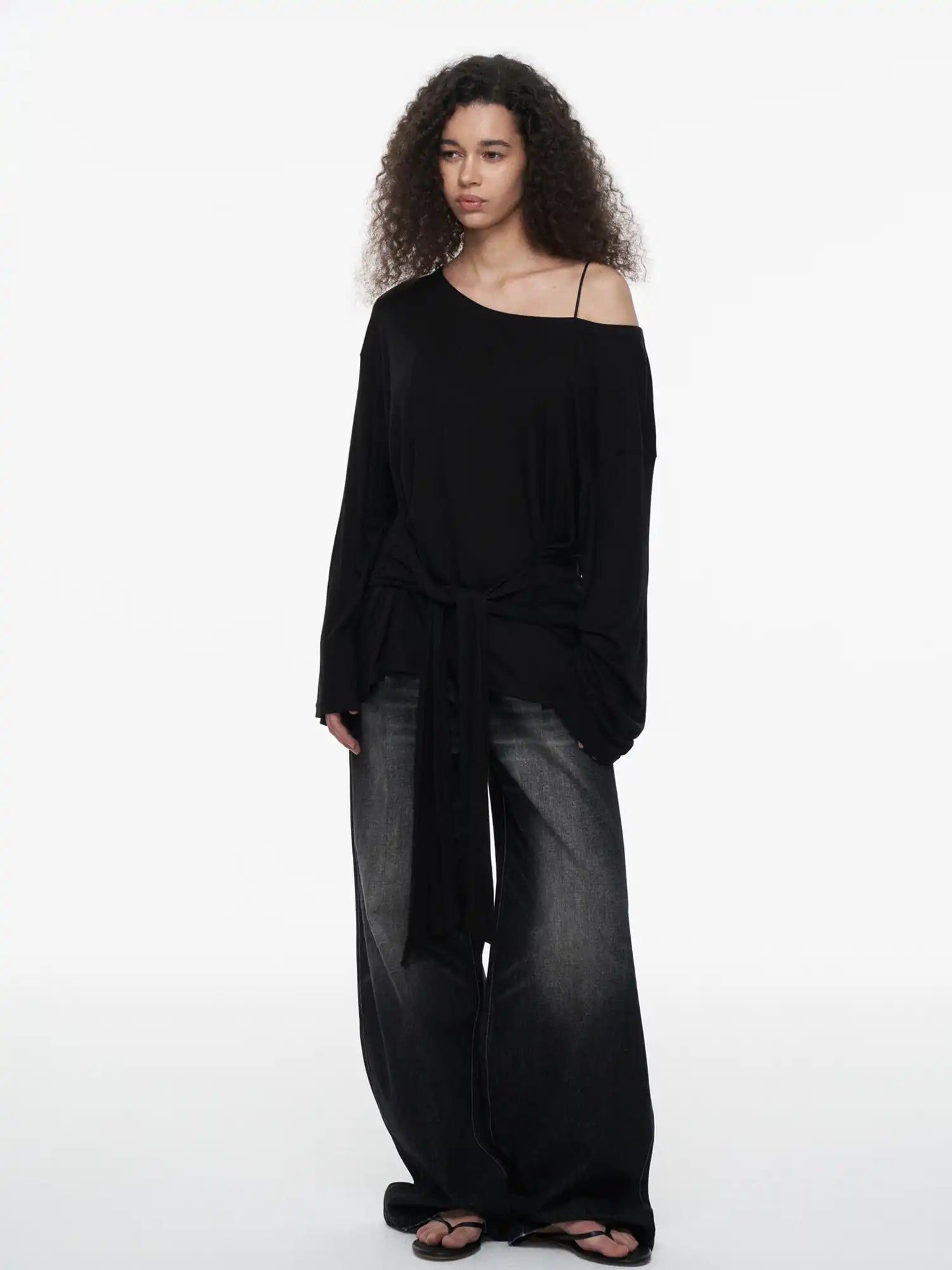 FIRST FLOOR Silk Off-Shoulder Tied Top | Canton Collective