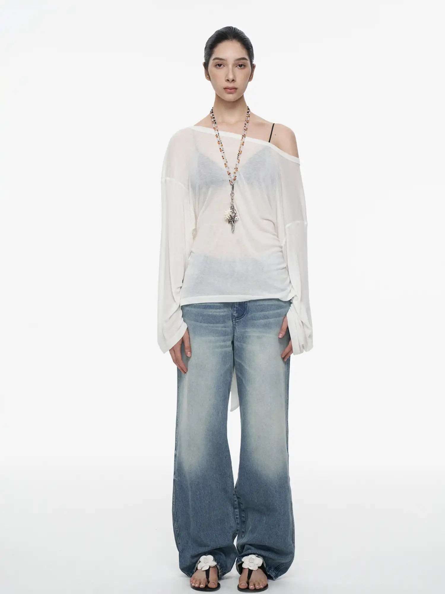FIRST FLOOR Silk Off-Shoulder Tied Top | Canton Collective
