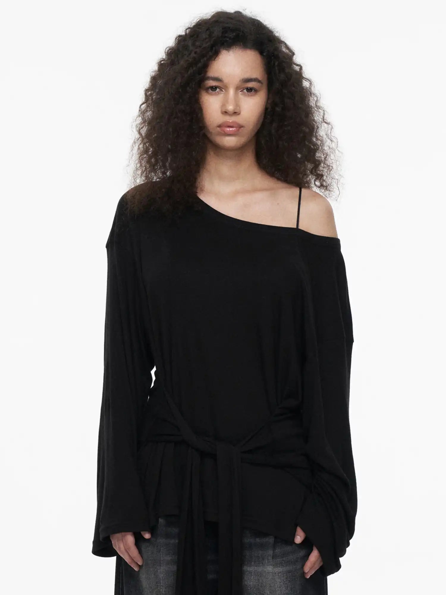 FIRST FLOOR Silk Off-Shoulder Tied Top | Canton Collective