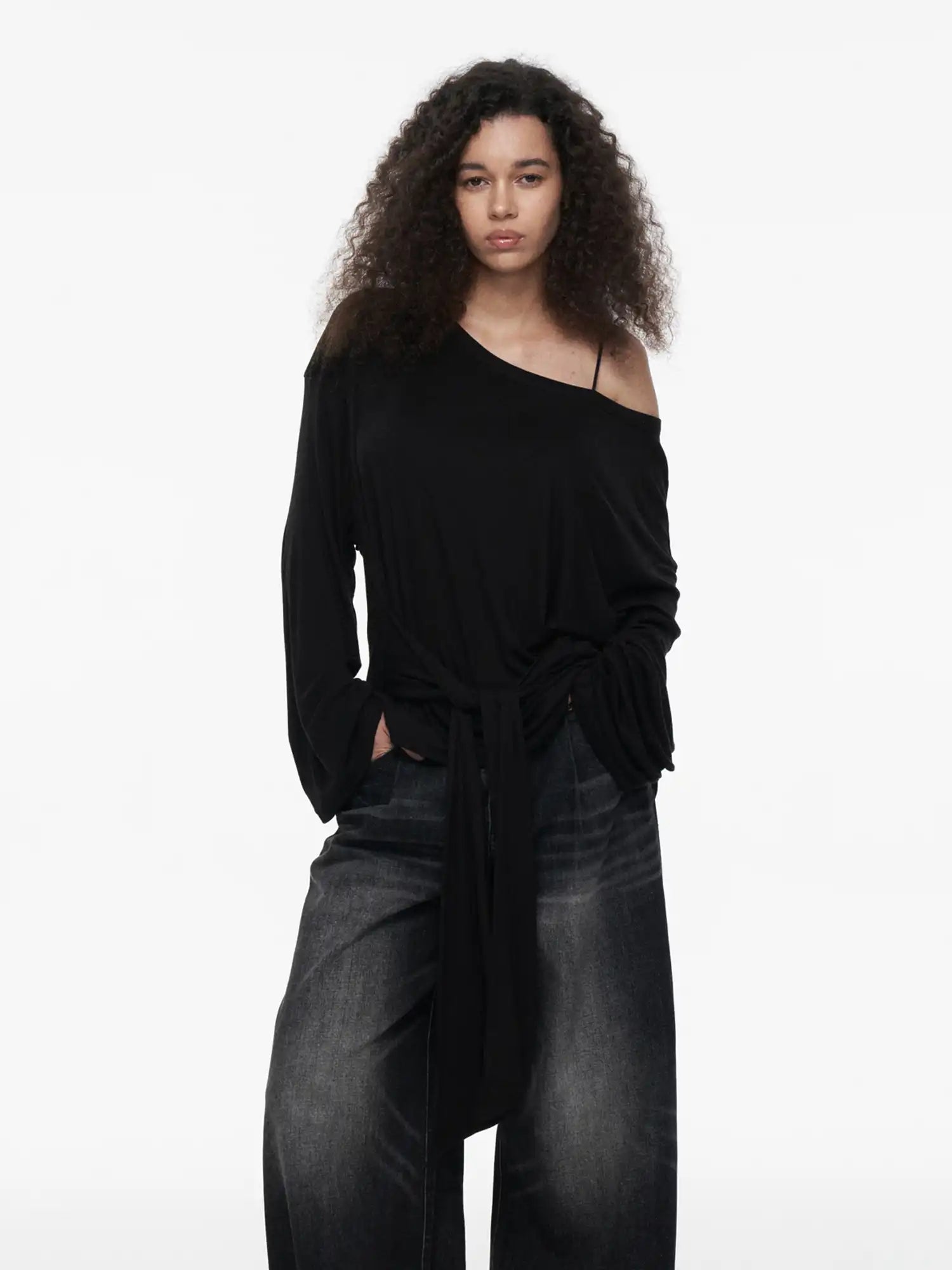 FIRST FLOOR Silk Off-Shoulder Tied Top | Canton Collective
