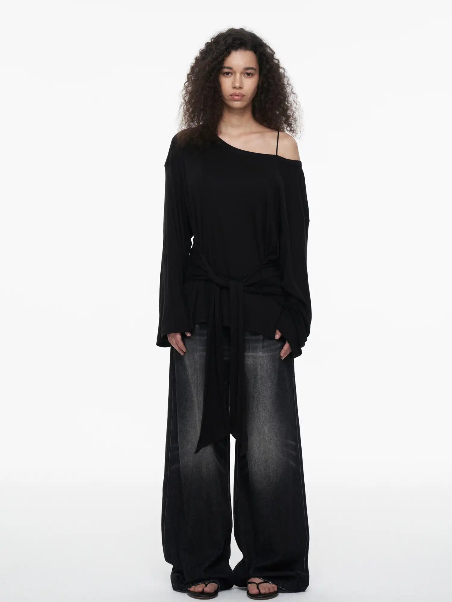 FIRST FLOOR Silk Off-Shoulder Tied Top | Canton Collective