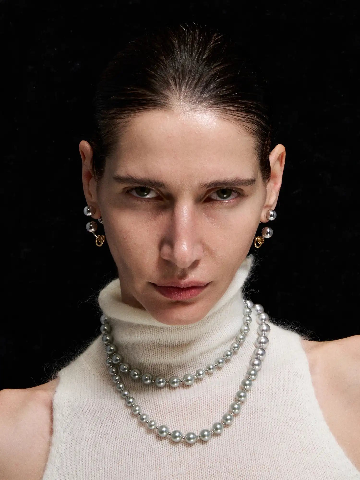 1Jinn M2M Simple Silver Pearl Long Necklace | Canton Collective