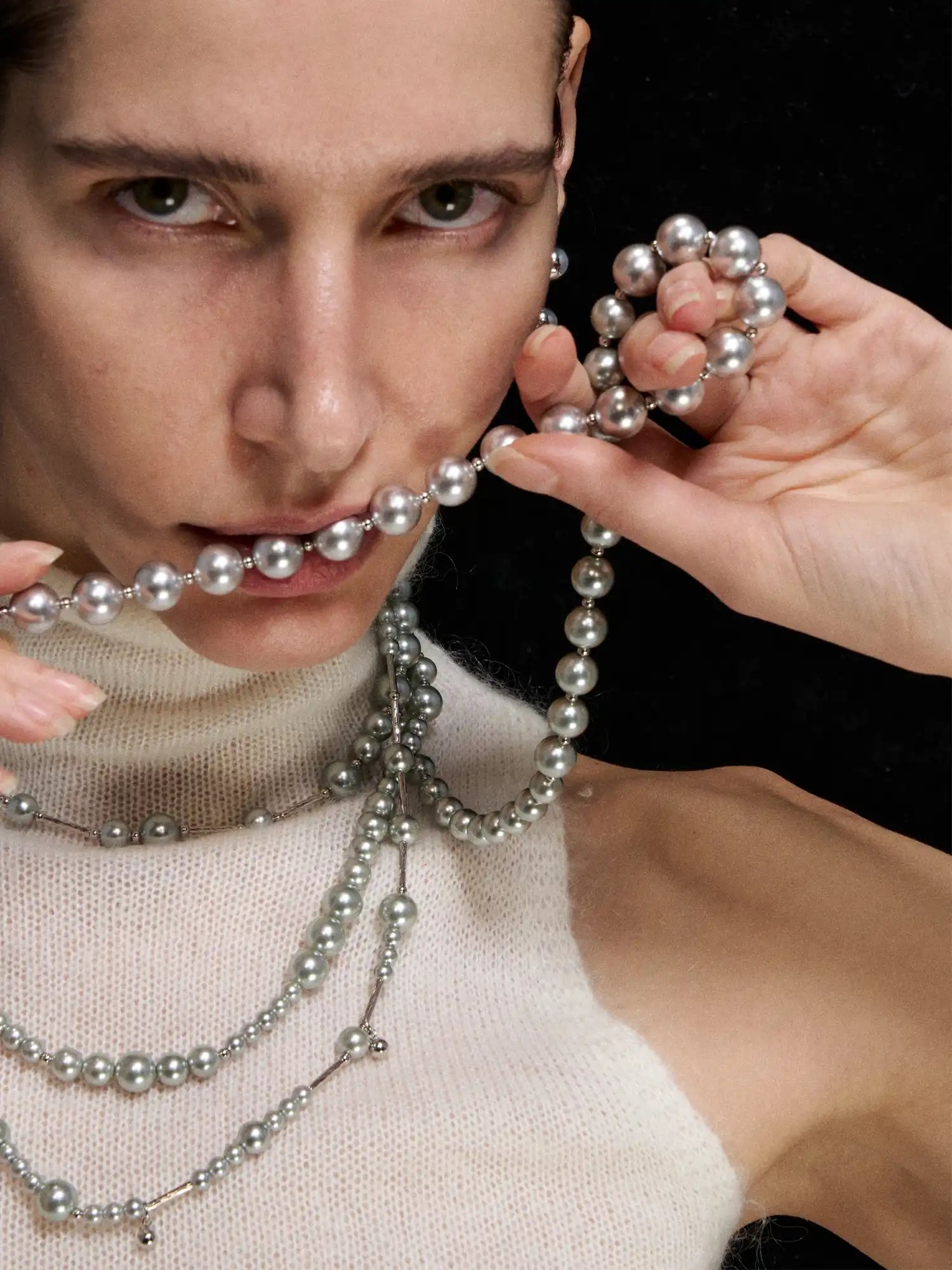 1Jinn M2M Simple Silver Pearl Long Necklace | Canton Collective