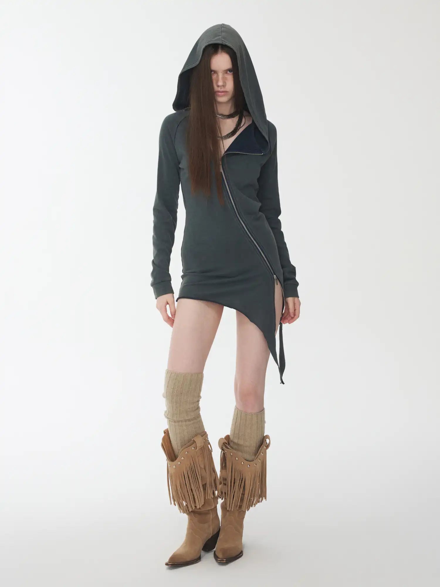 1Jinn Studio Slanted Placket Hoodie Dress | Canton Collective