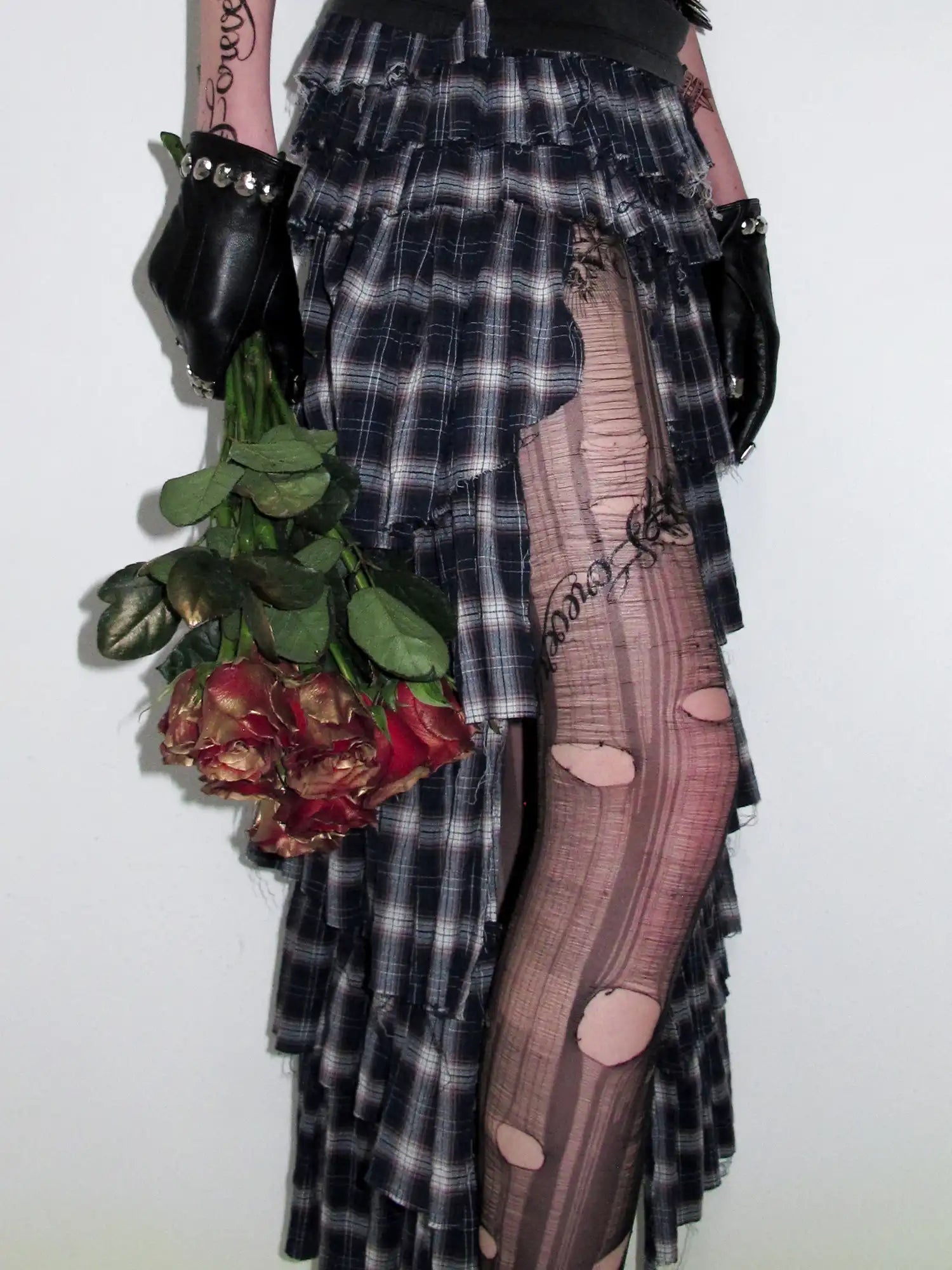 1Jinn Studio Slit Plaid Tiered Ruffle Maxi Skirt | Canton Collective