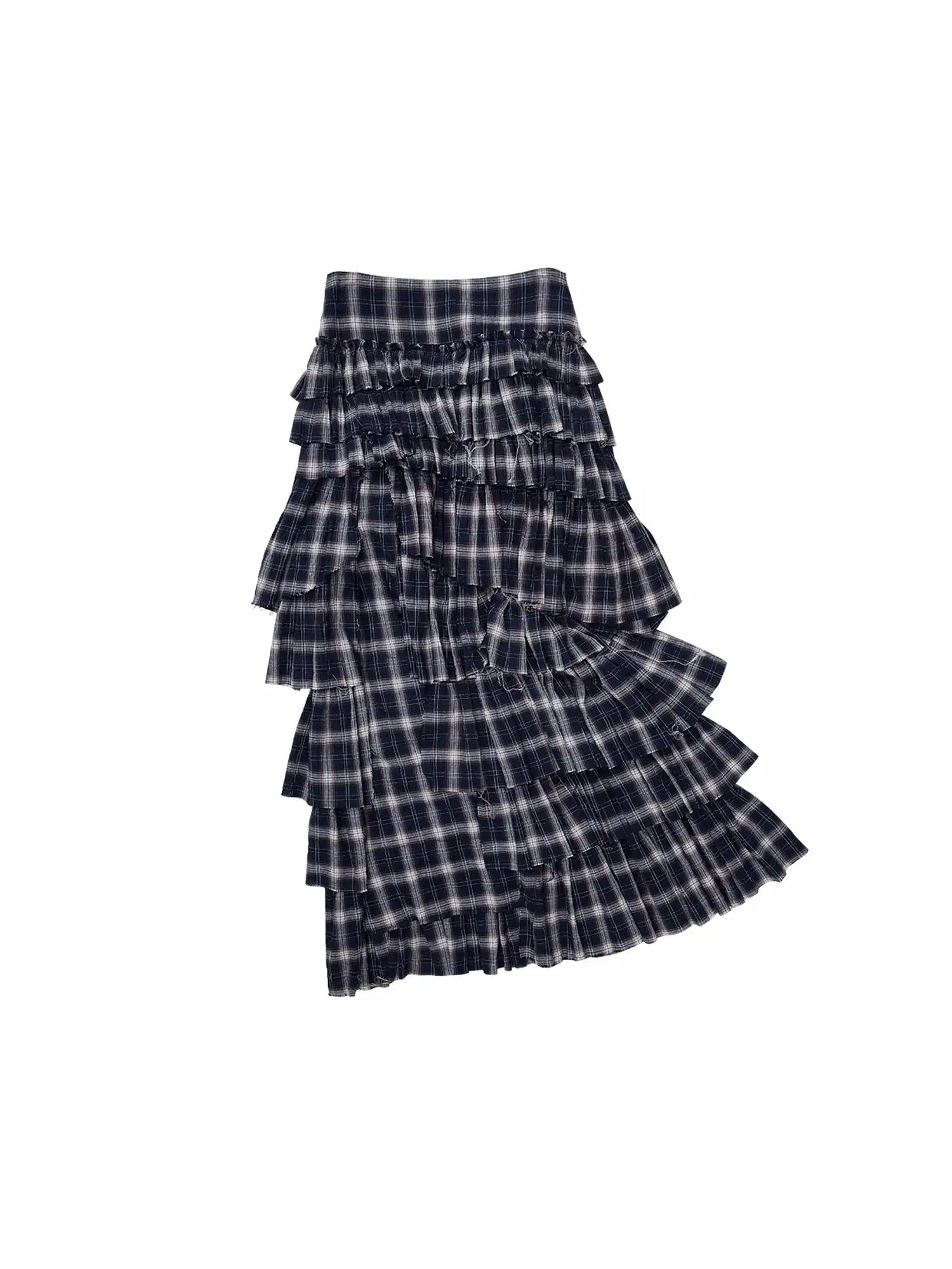 1Jinn Studio Slit Plaid Tiered Ruffle Maxi Skirt | Canton Collective