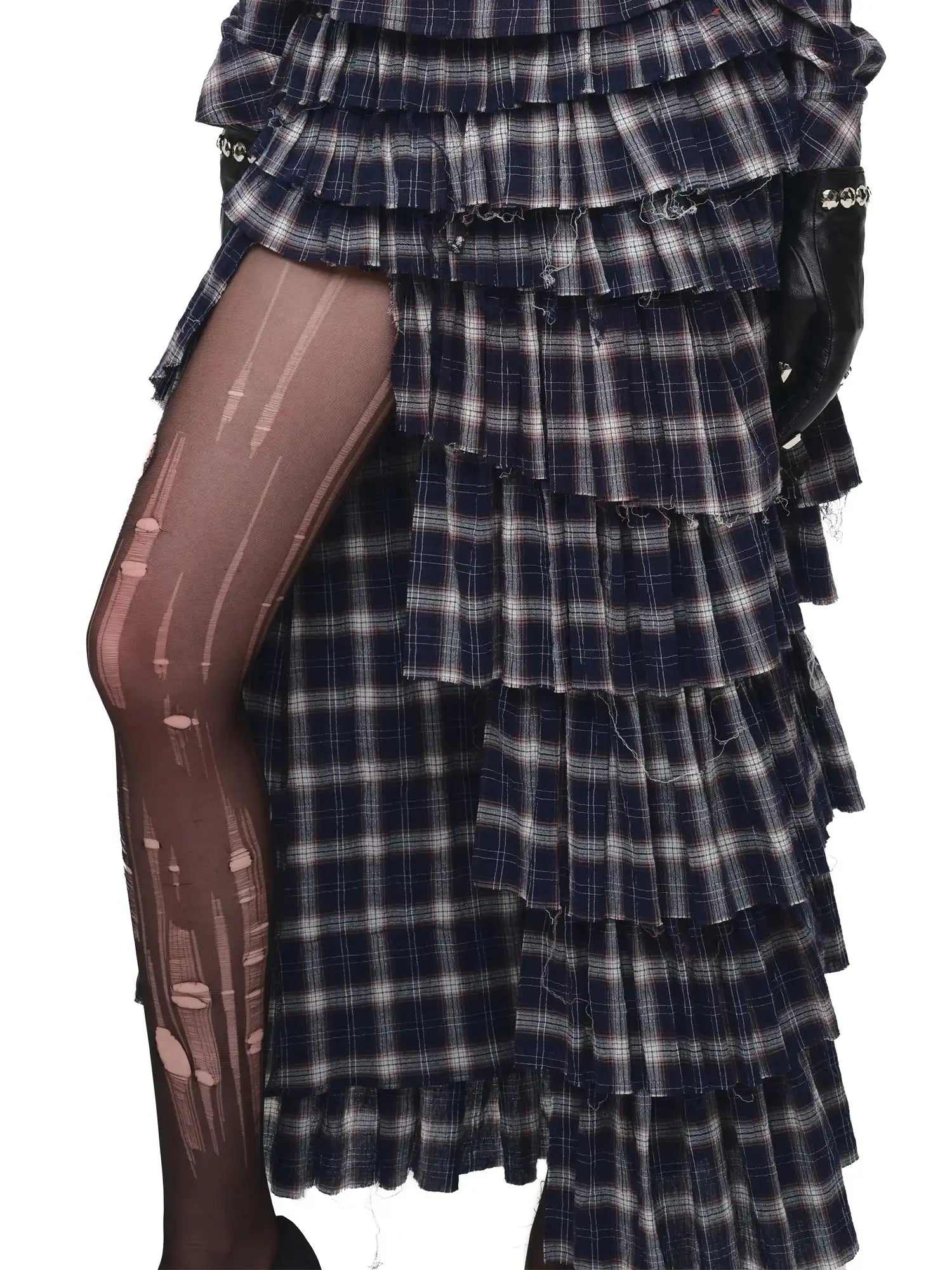 1Jinn Studio Slit Plaid Tiered Ruffle Maxi Skirt | Canton Collective