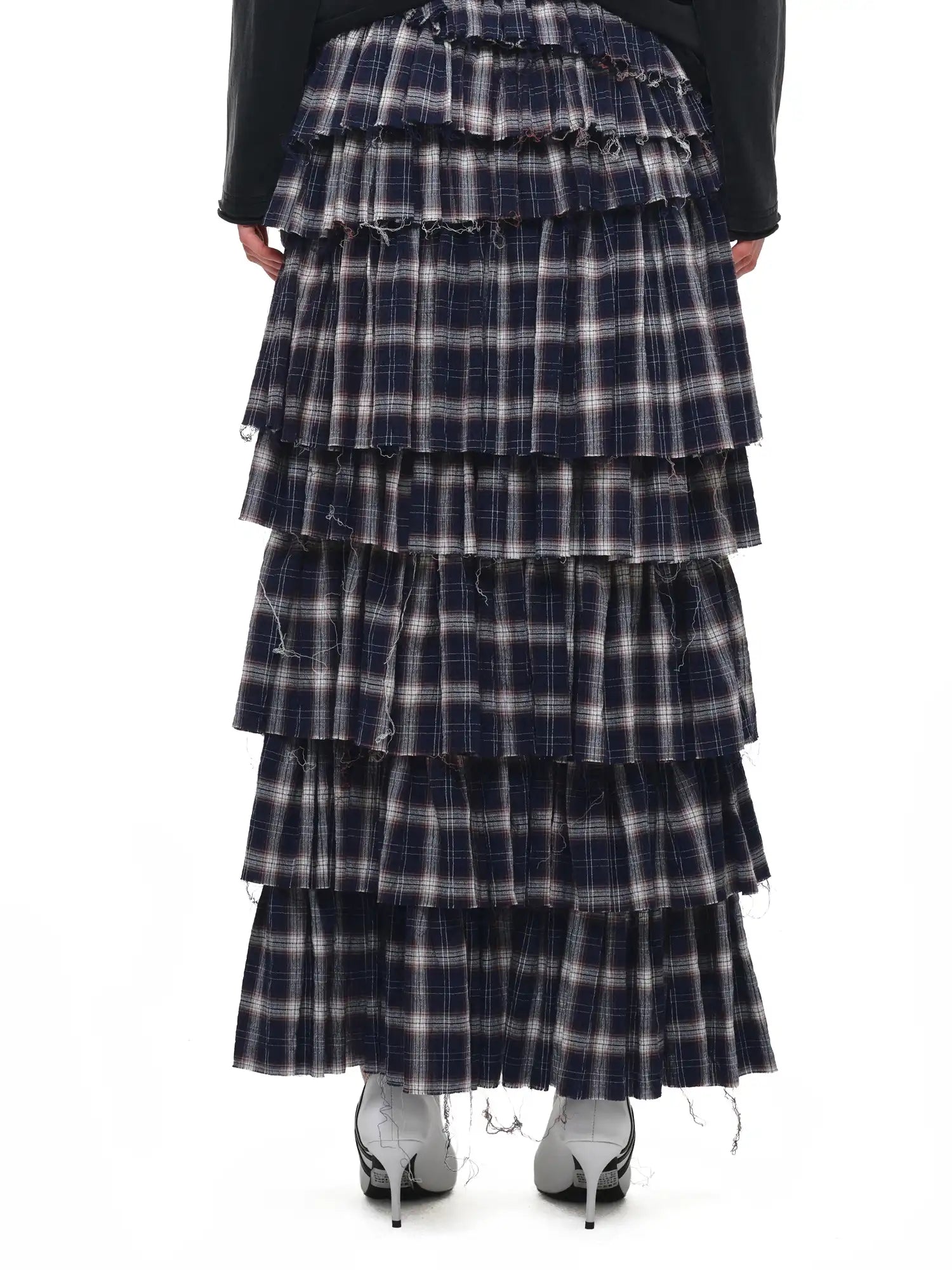 1Jinn Studio Slit Plaid Tiered Ruffle Maxi Skirt | Canton Collective