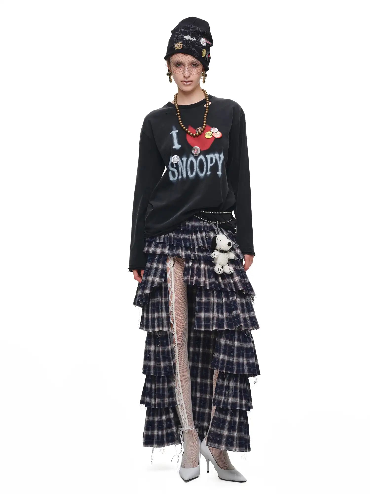 1Jinn Studio Slit Plaid Tiered Ruffle Maxi Skirt | Canton Collective