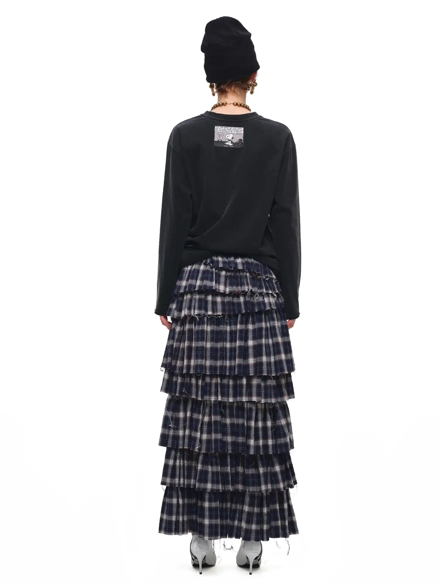 1Jinn Studio Slit Plaid Tiered Ruffle Maxi Skirt | Canton Collective