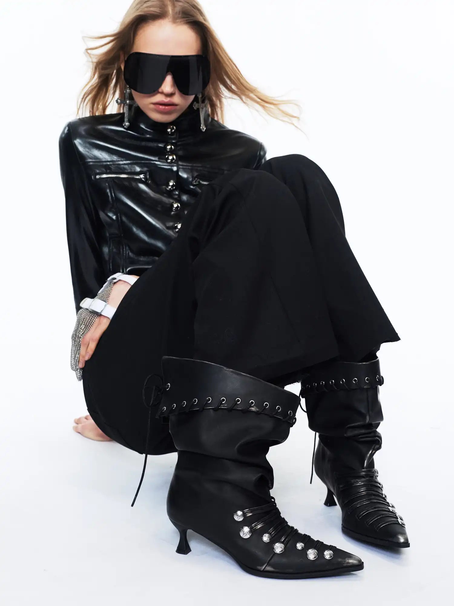 2th Desire Slouch Woven Cord Trim Toe Booties | Canton Collective