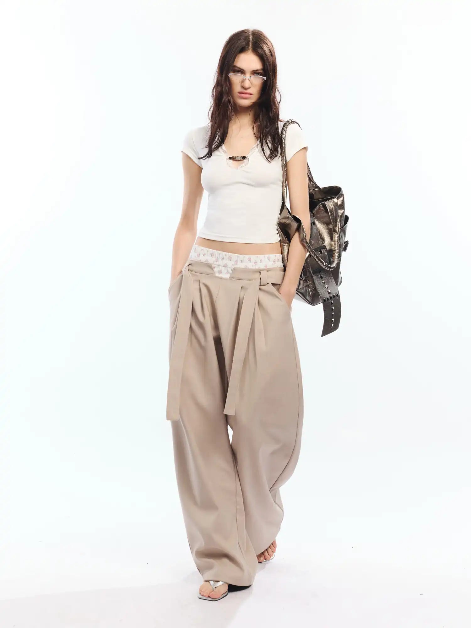 2th Desire Slouchy Deconstructed Layered High Waist Pants | Canton Collective