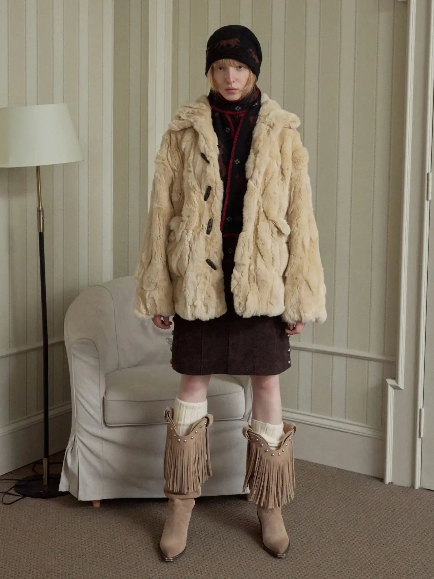 1Jinn Studio Soft Textured Rex Rabbit Fur Coat | Canton Collective