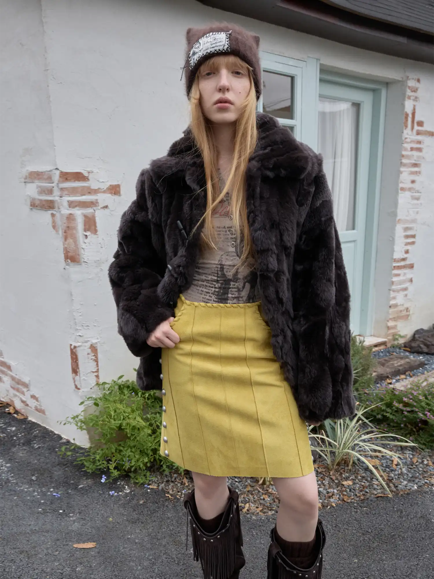 1Jinn Studio Soft Textured Rex Rabbit Fur Coat | Canton Collective