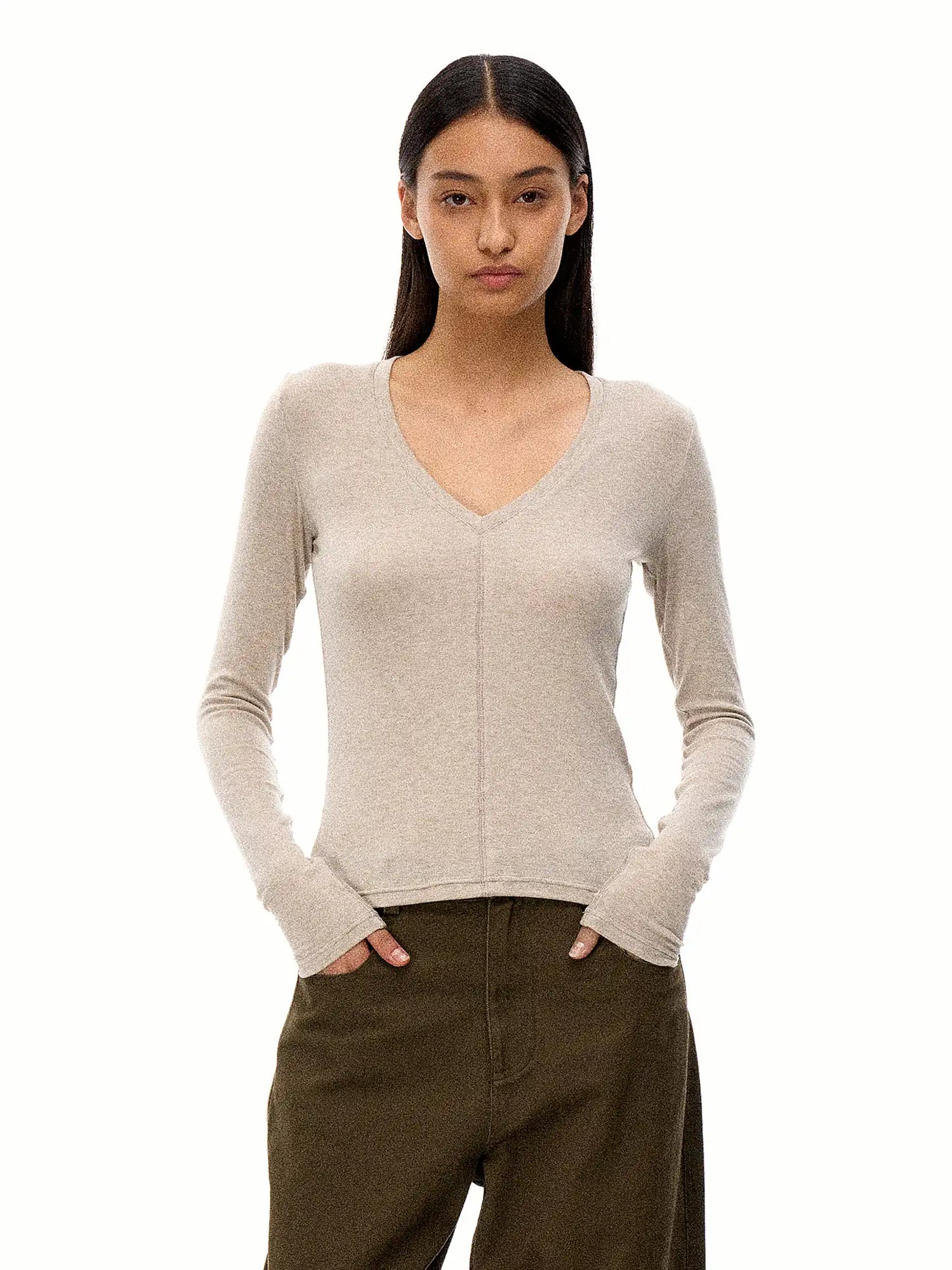 FirstFloor Soft Touch Slim Fit V-Neck Top | Canton Collective