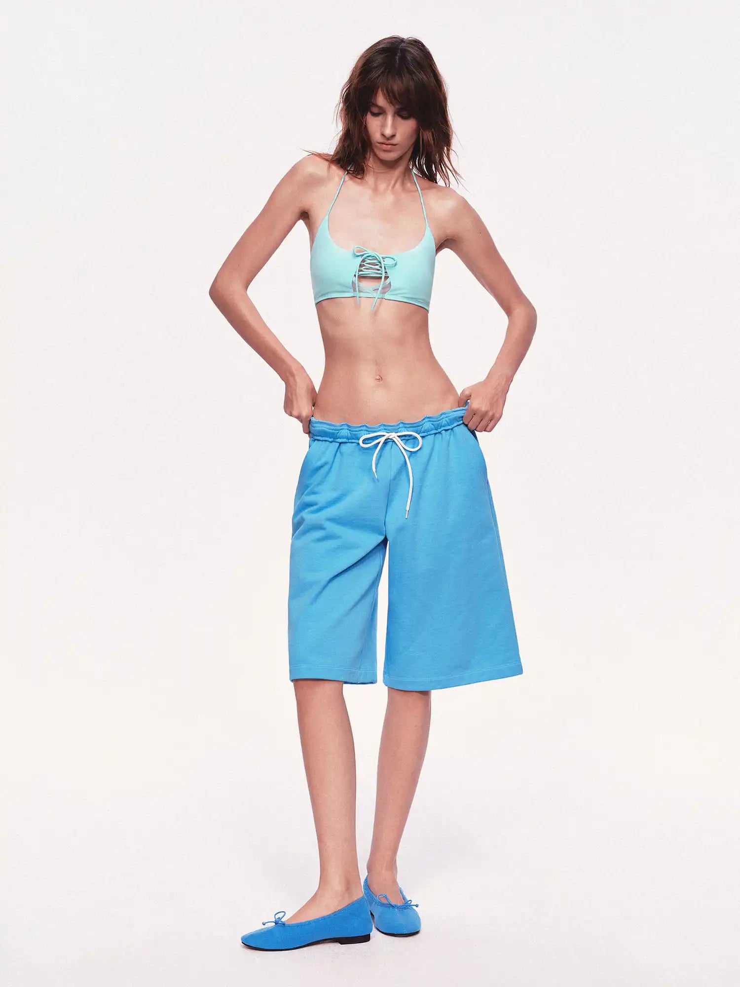Ayo Spaghetti Strap Pointelle Tie-Front Bralette | Canton Collective