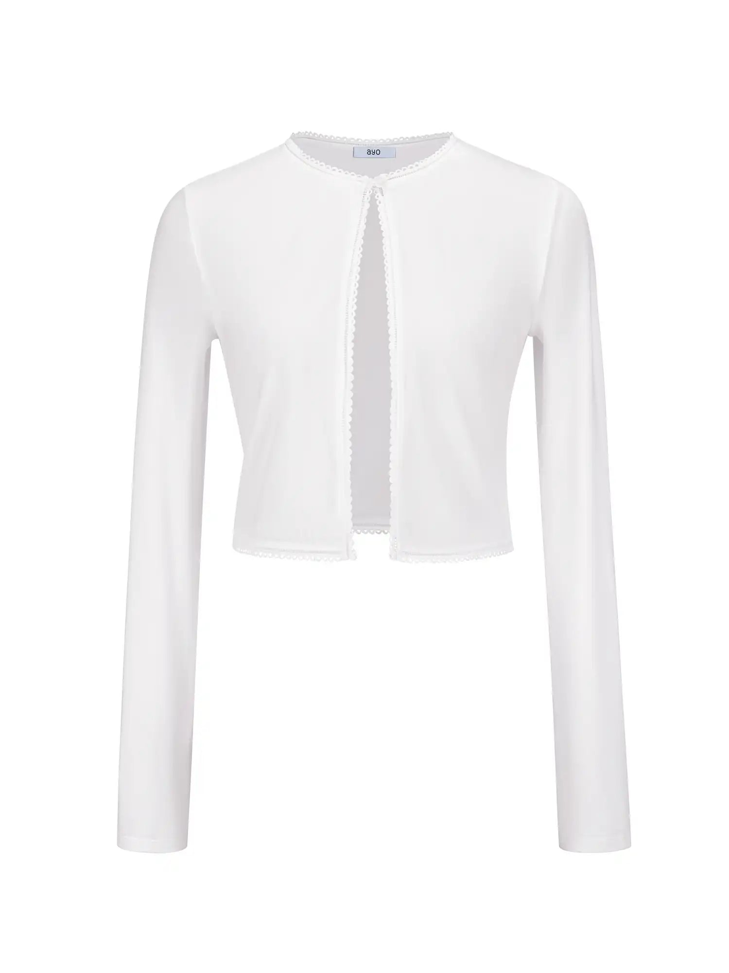 Ayo Split Front White Cropped Cardigan | Canton Collective