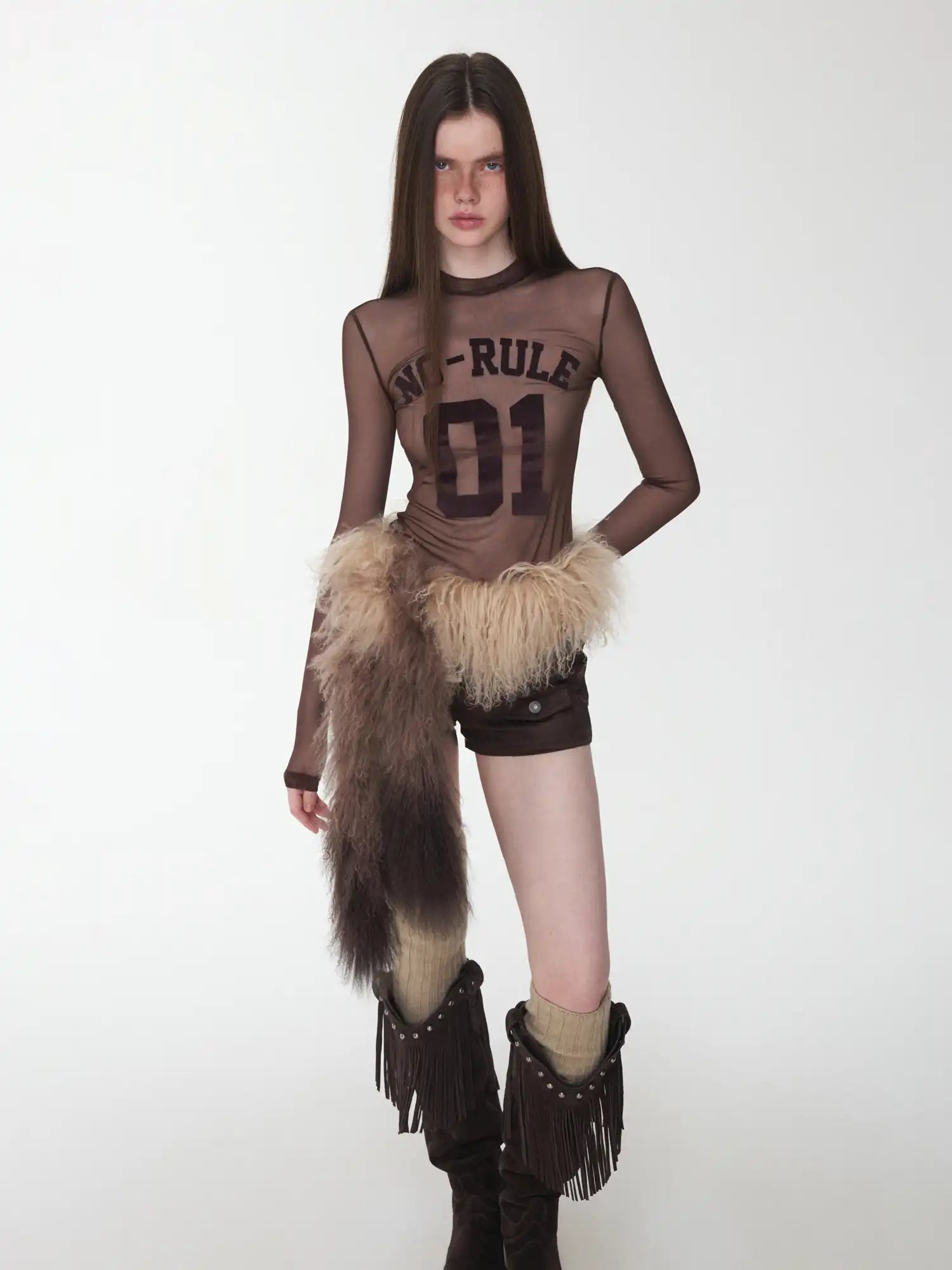 1Jinn Studio Sport-Print Mesh Turtleneck Top | Canton Collective