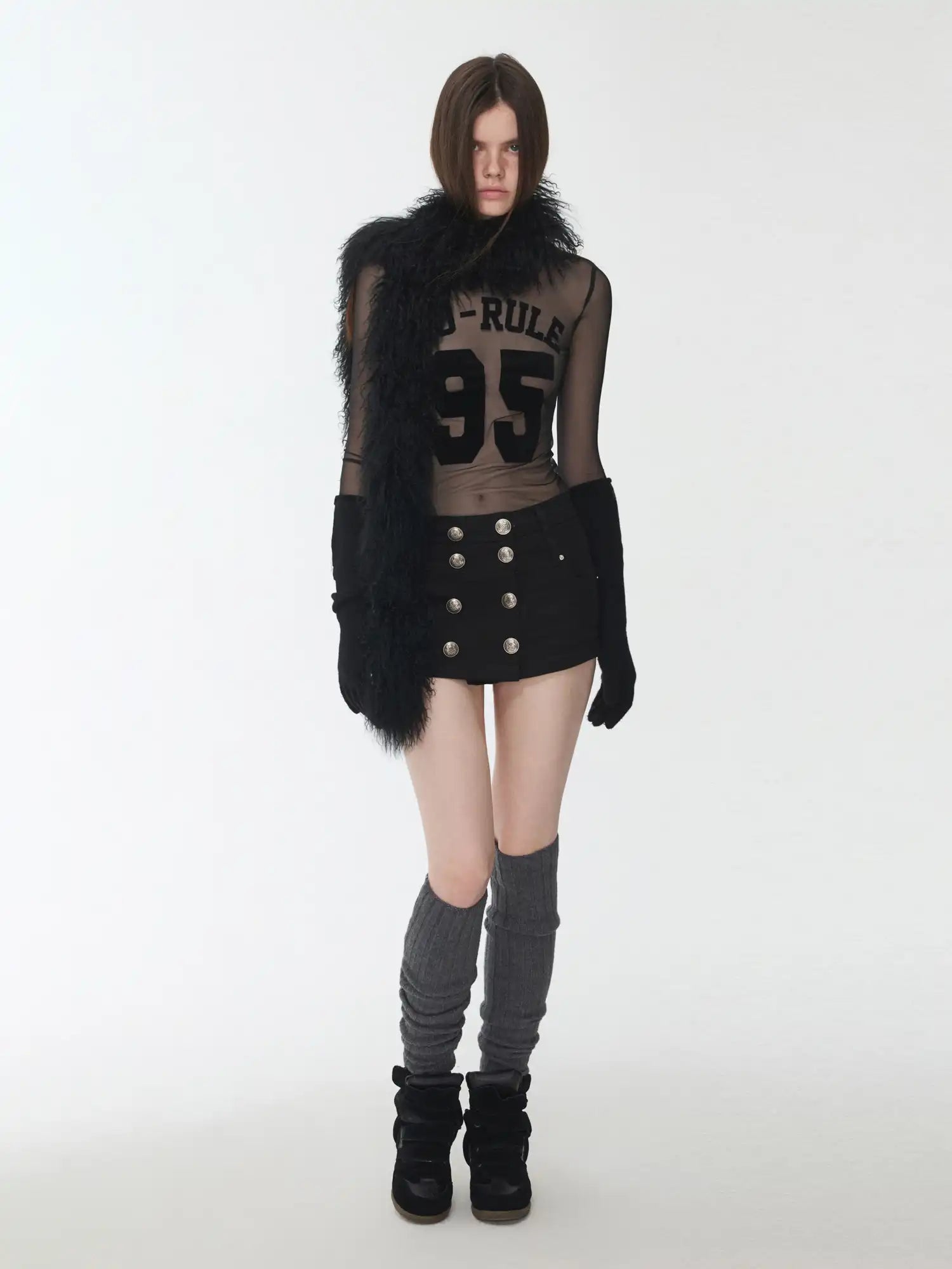 1Jinn Studio Sport-Print Mesh Turtleneck Top | Canton Collective