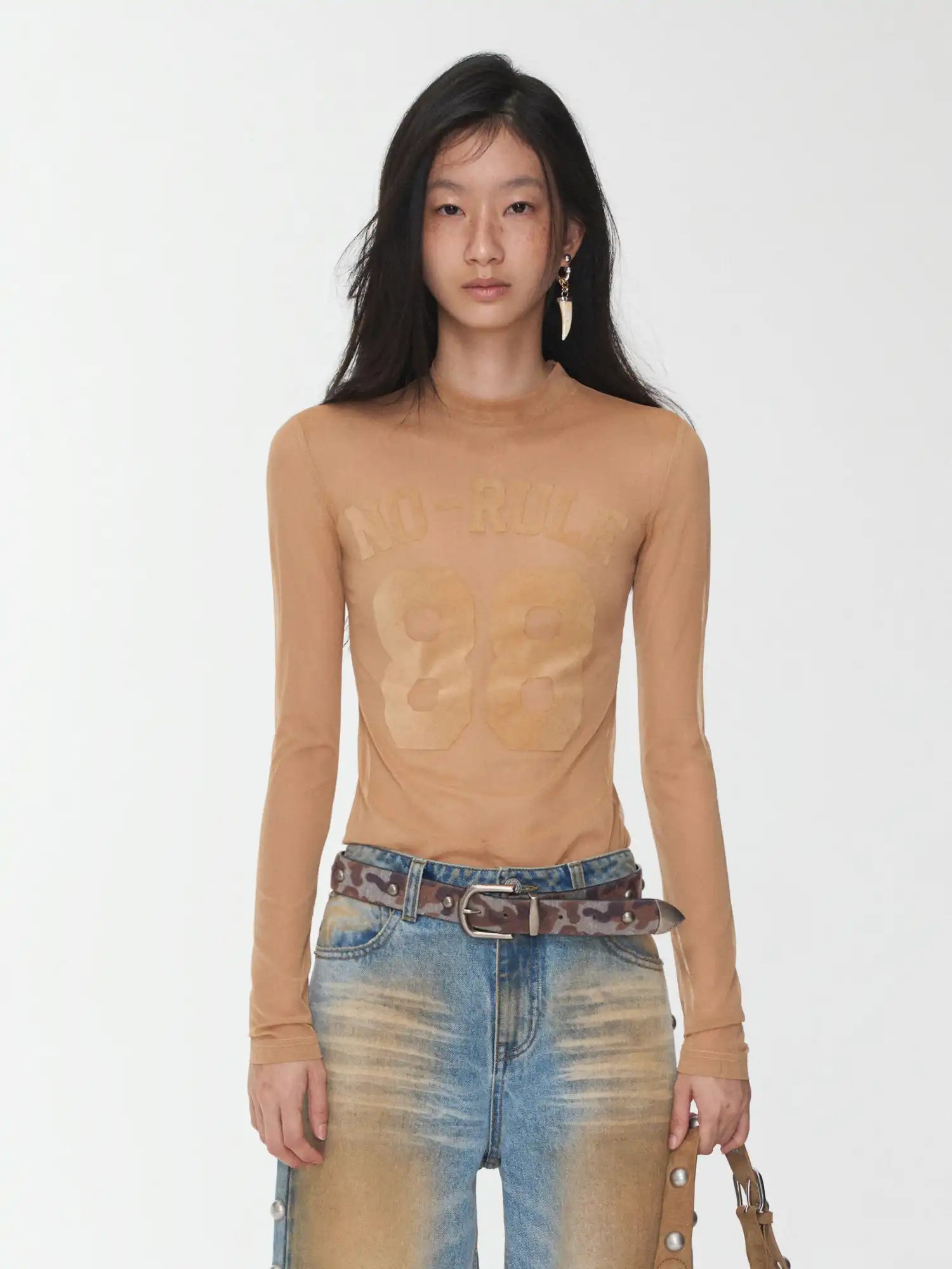 1Jinn Studio Sport-Print Mesh Turtleneck Top | Canton Collective