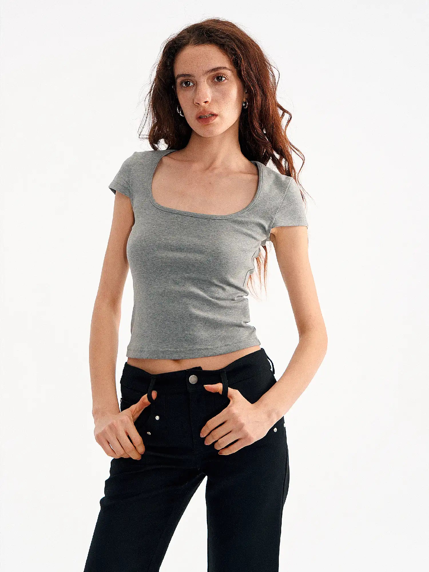 Muse Naps Square Neck Fitted Cropped T Shirt | Canton Collective