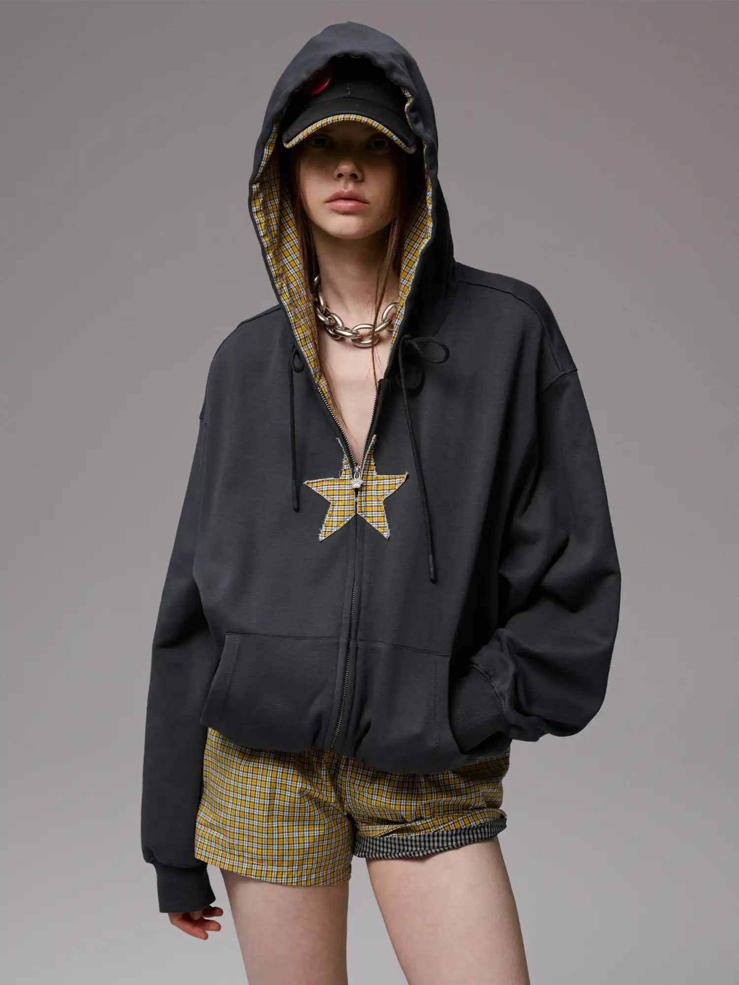 1Jinn Studio Star Check Panel Hoodies | Canton Collective
