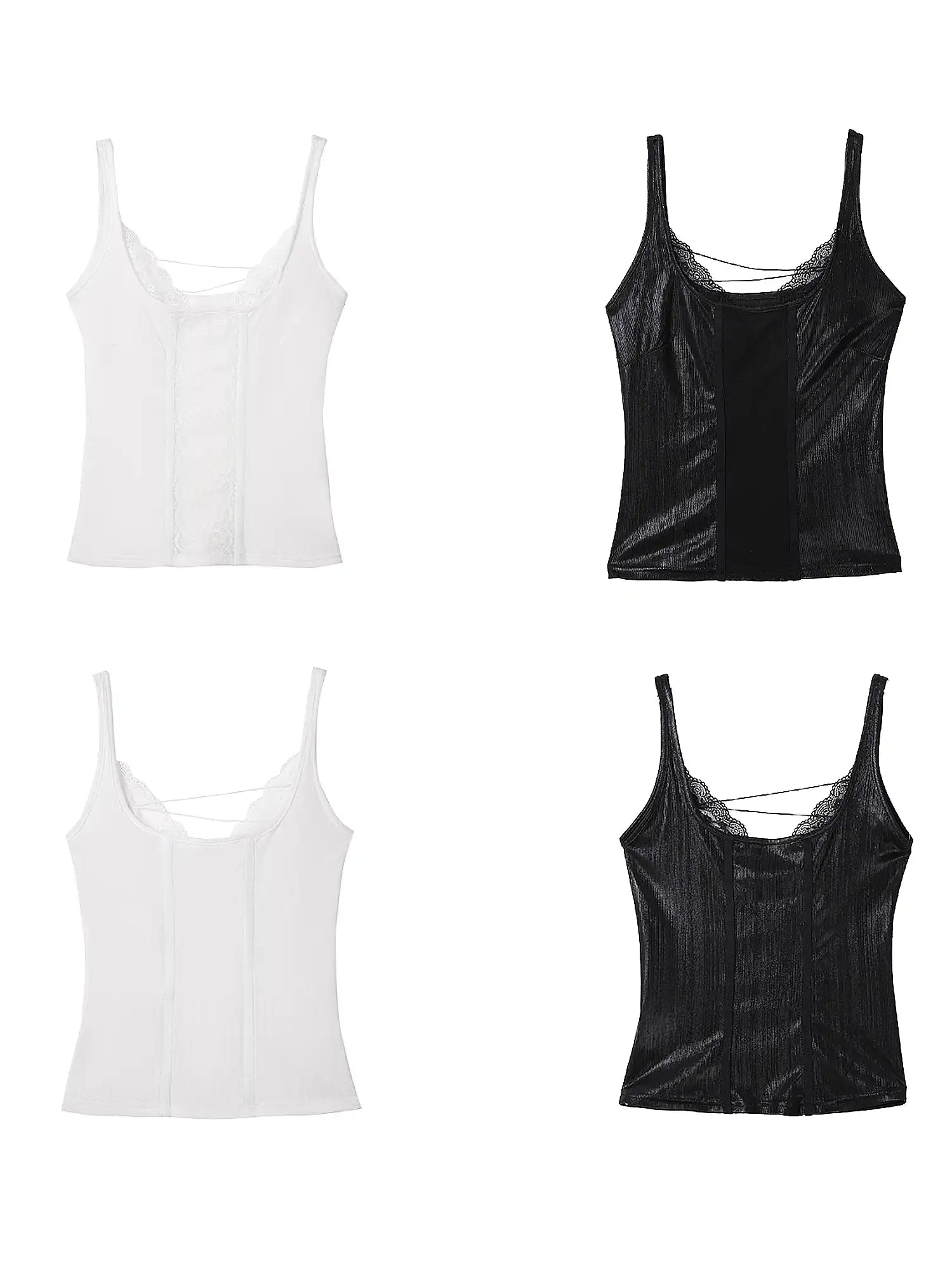 2th Desire Strap Detail Slightly Lace Sheer Mesh Y2K Tank Top | Canton Collective