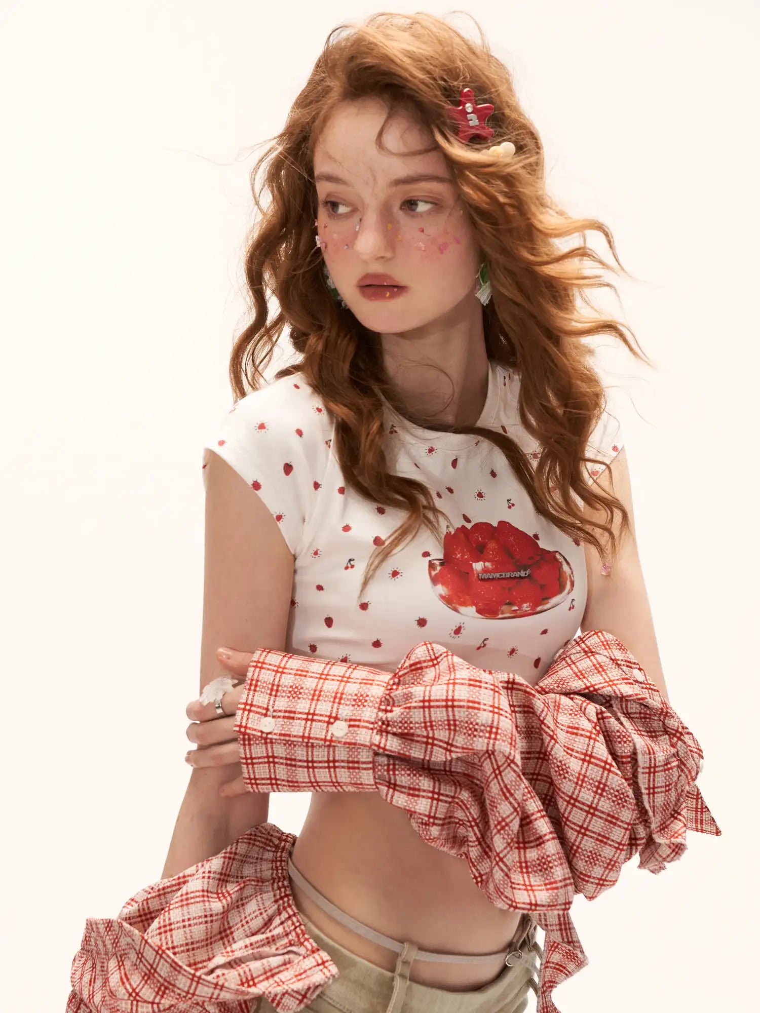 MAMC Strawberry Curved Hem Cropped Baby Tee | Canton Collective