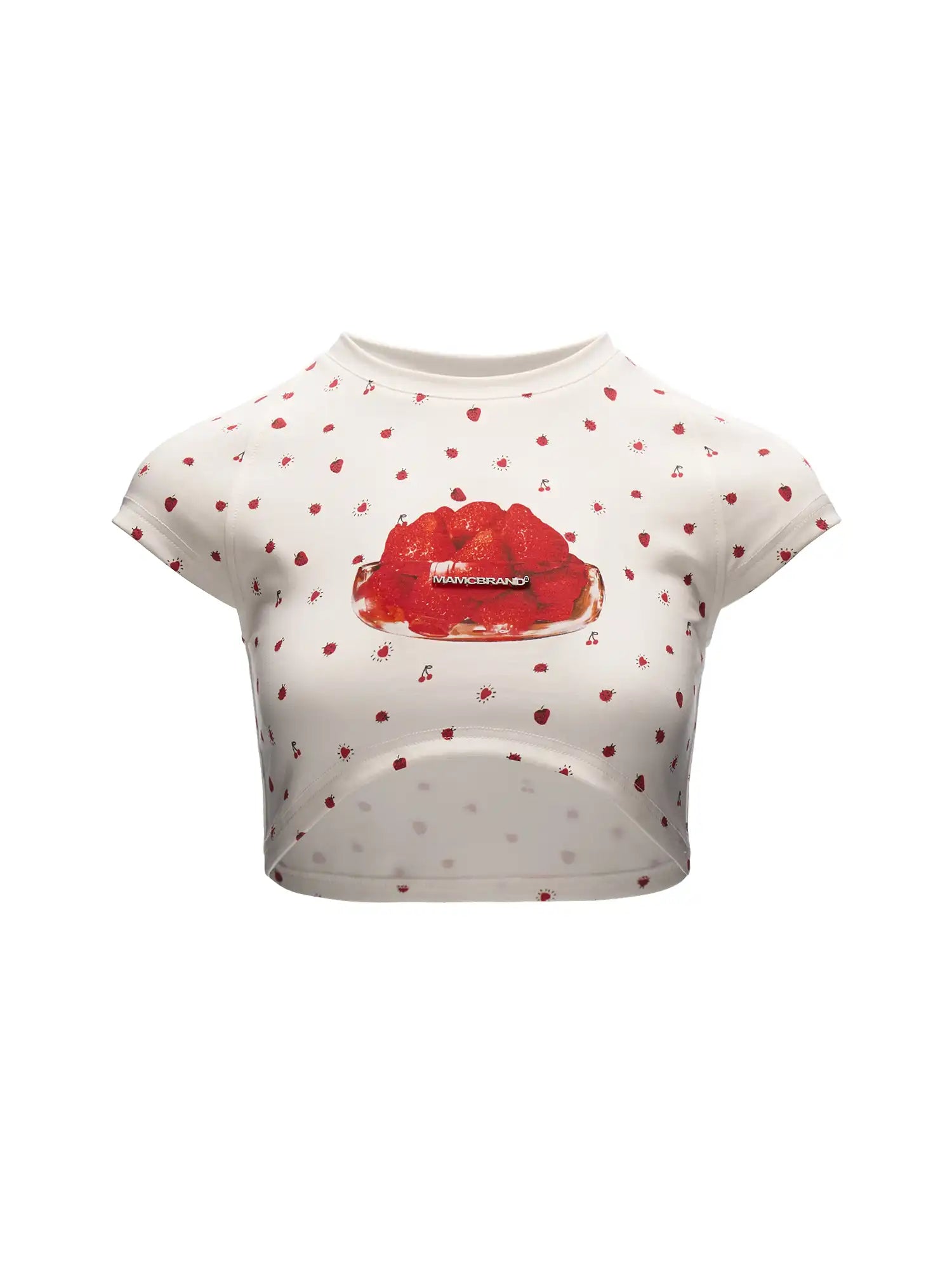 MAMC Strawberry Curved Hem Cropped Baby Tee | Canton Collective