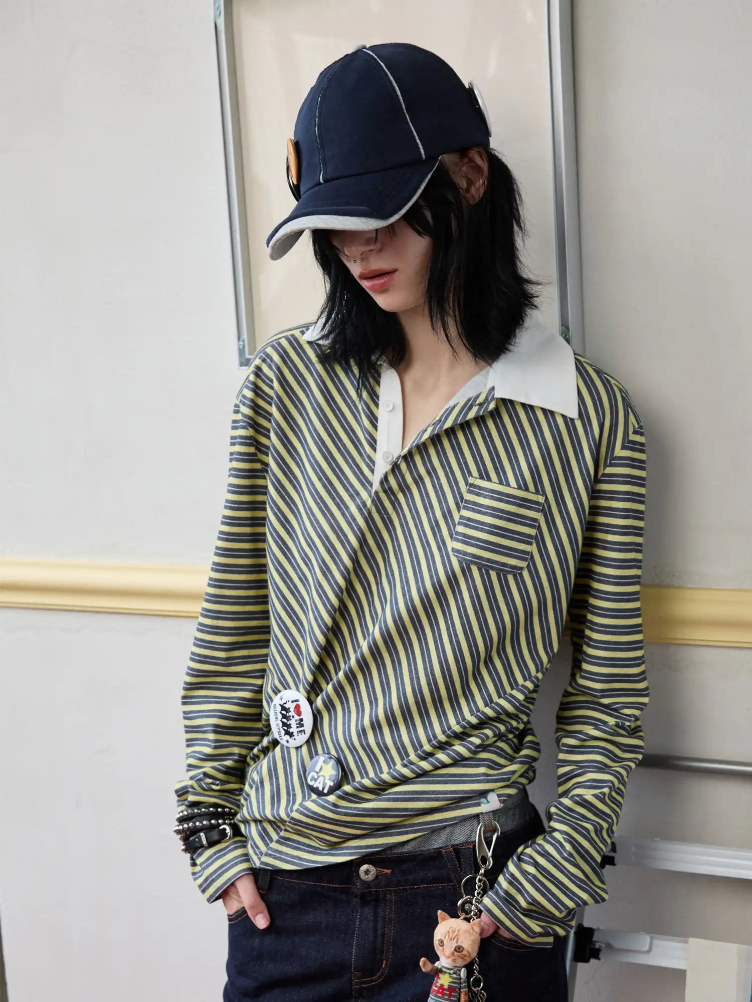 1Jinn Studio Stripe Henry Neck Polo Shirt | Canton Collective