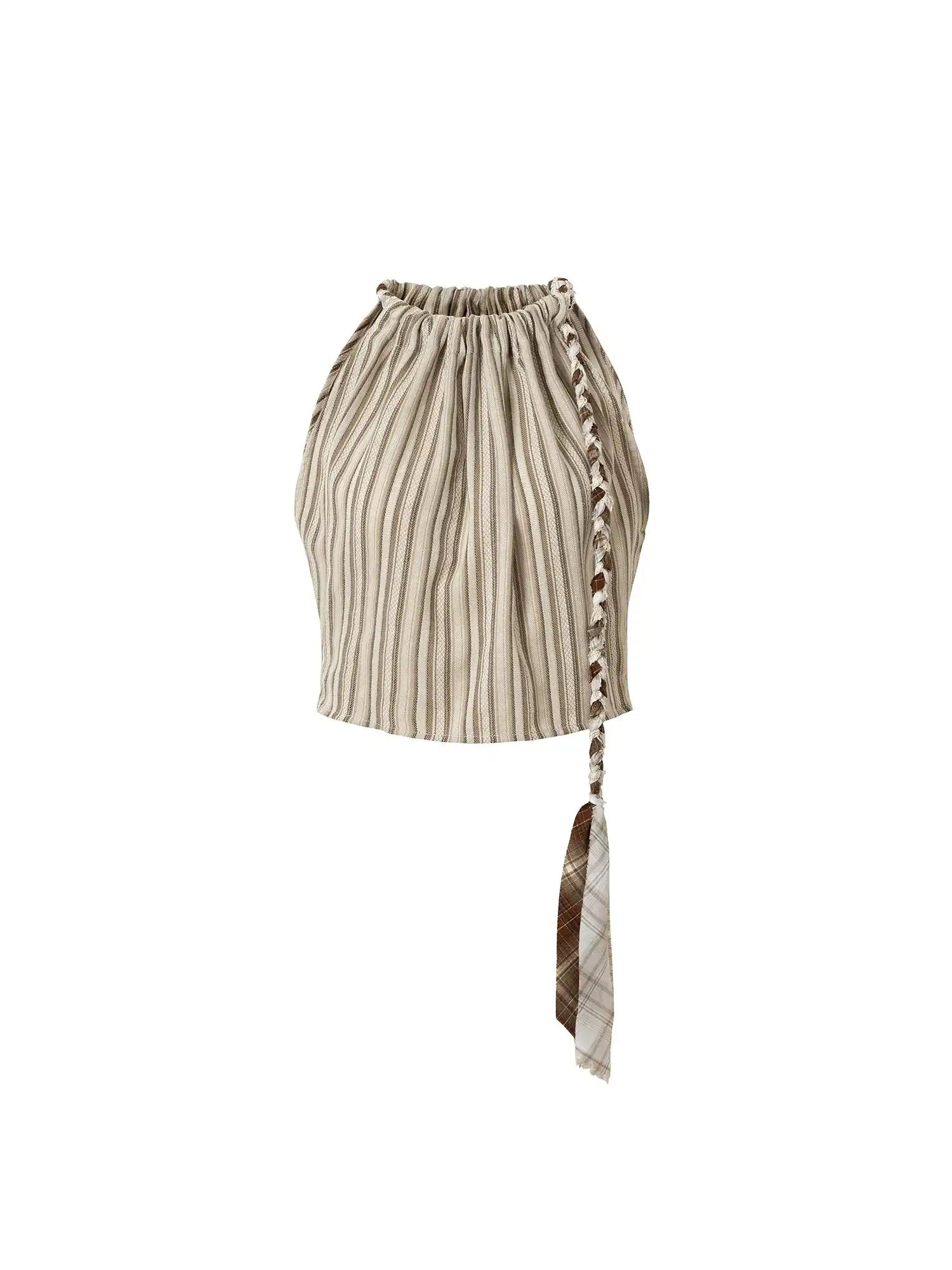 Muse Naps Striped Linen Halter Crop Top | Canton Collective