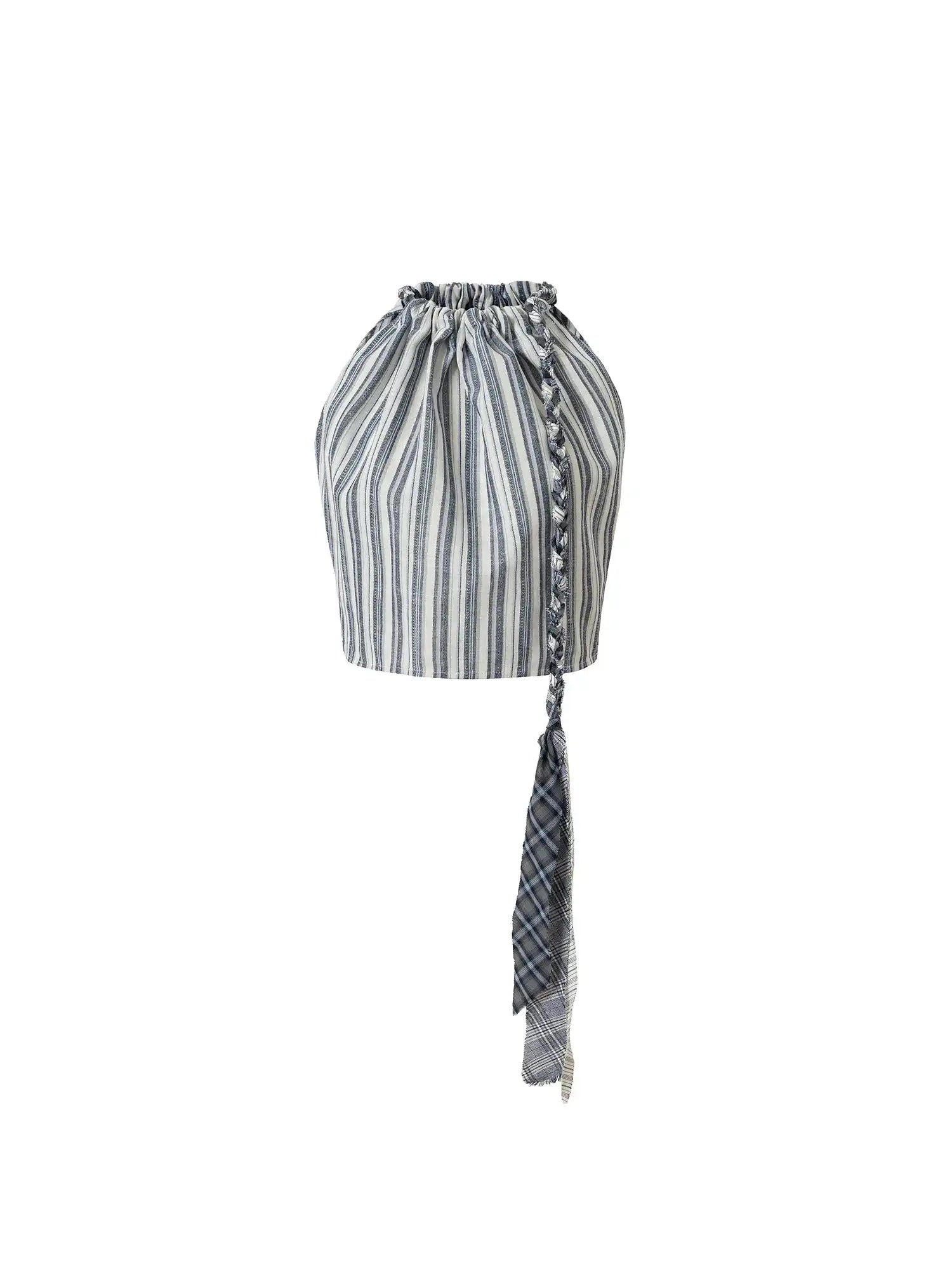 Muse Naps Striped Linen Halter Crop Top | Canton Collective
