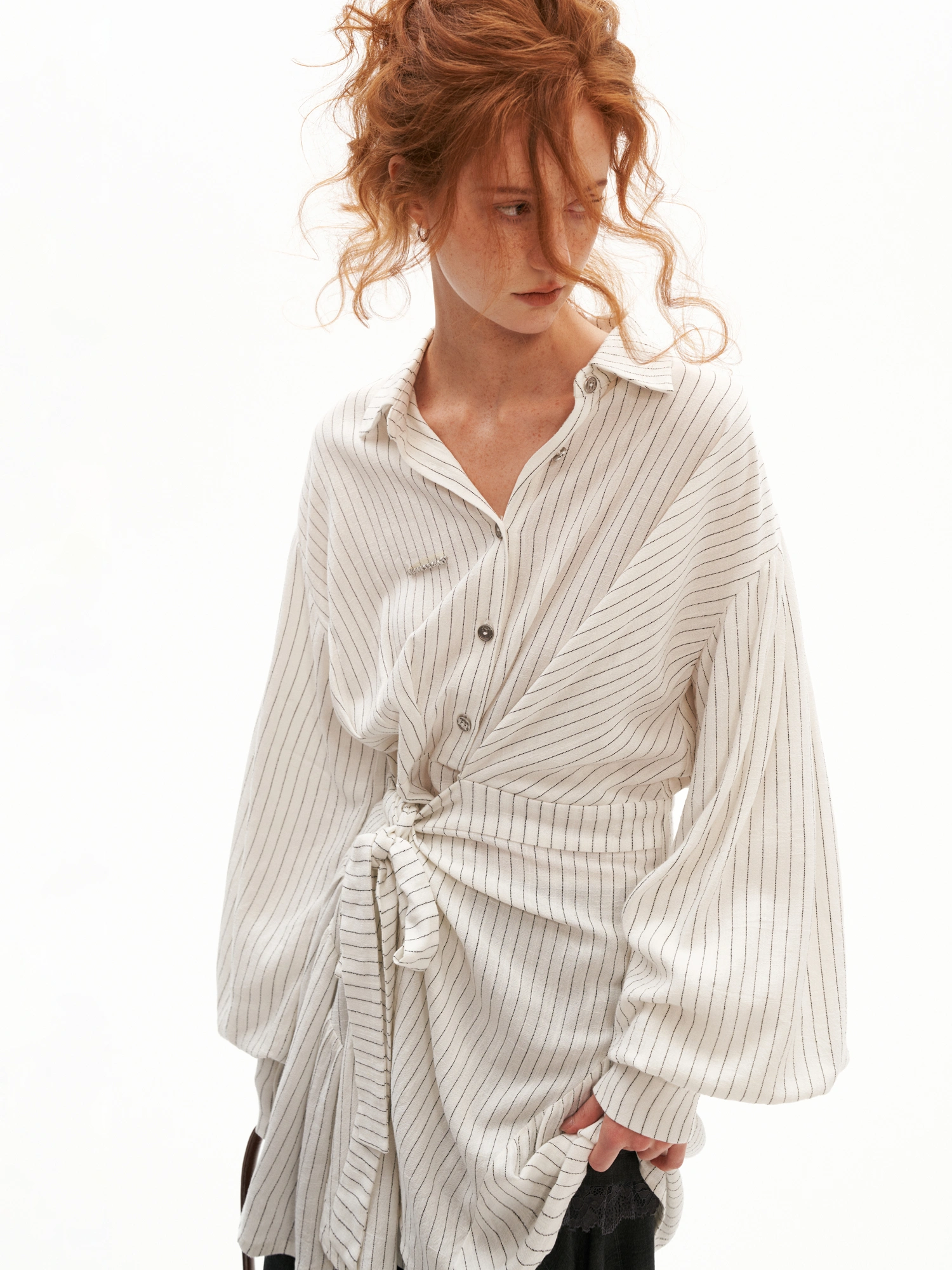 MAMC Striped Longline Tie-Waist Y2K Shirt | Canton Collective