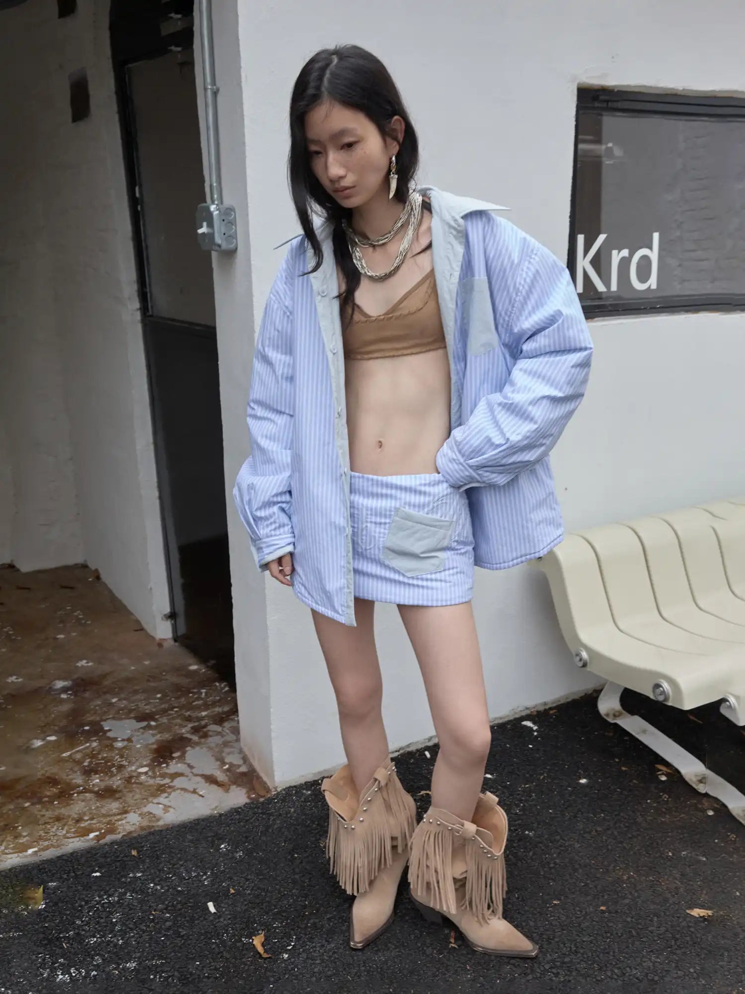 1Jinn Studio Striped Quilted Mini Skirt | Canton Collective