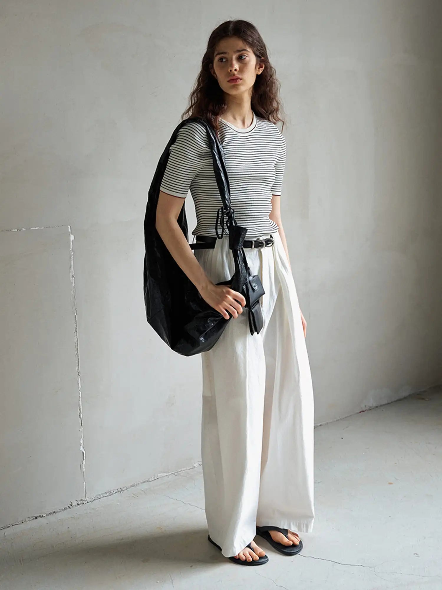 CantonCollective Design Striped Ribbed Knit Short Sleeve Top | Canton Collective