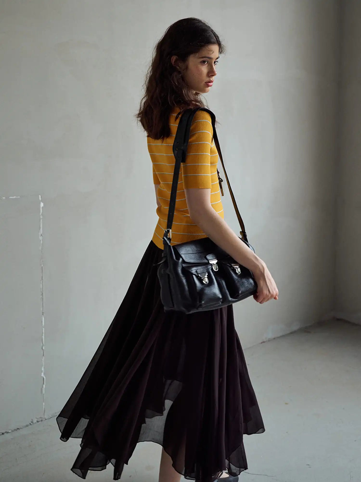 CantonCollective Design Striped Ribbed Knit Short Sleeve Top | Canton Collective