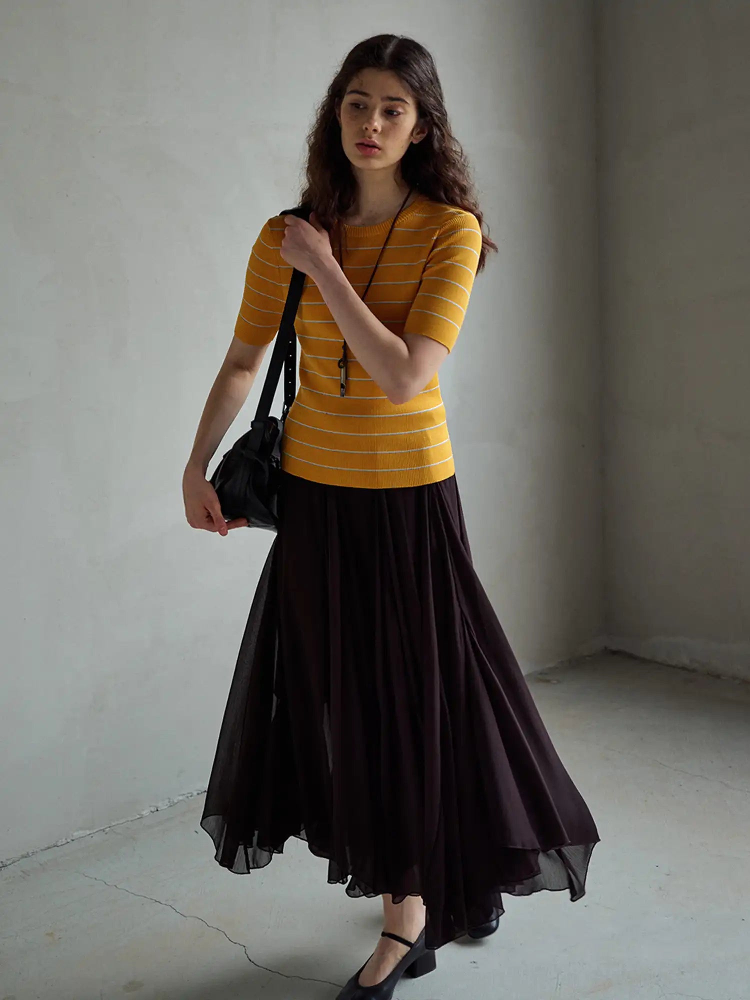 CantonCollective Design Striped Ribbed Knit Short Sleeve Top | Canton Collective