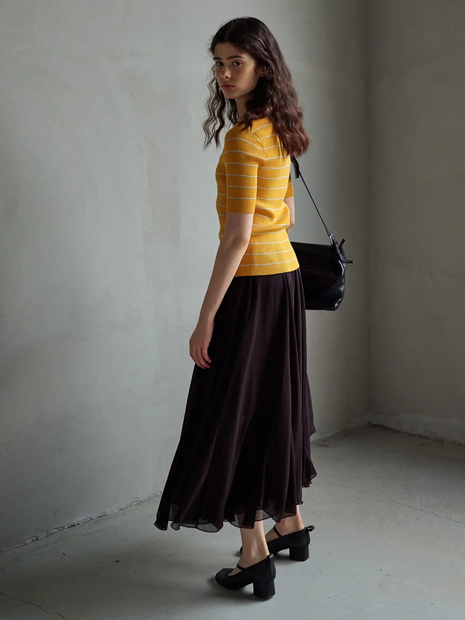 CantonCollective Design Striped Ribbed Knit Short Sleeve Top | Canton Collective