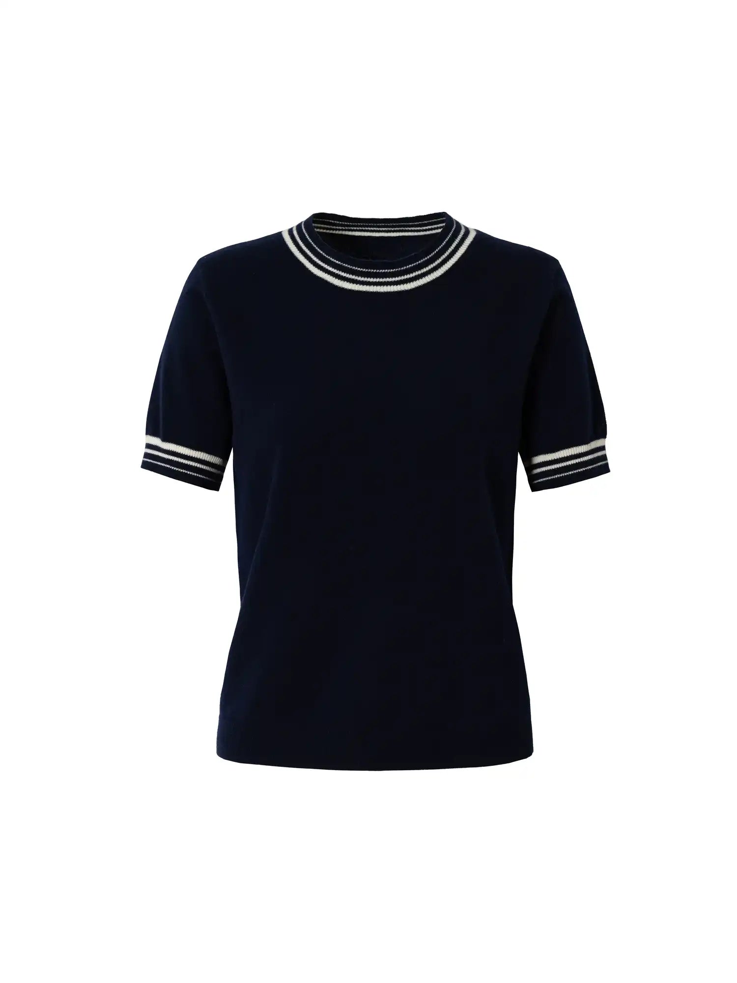 Muse Naps Striped Ribbed Trim Ribbed Knit Top | Canton Collective
